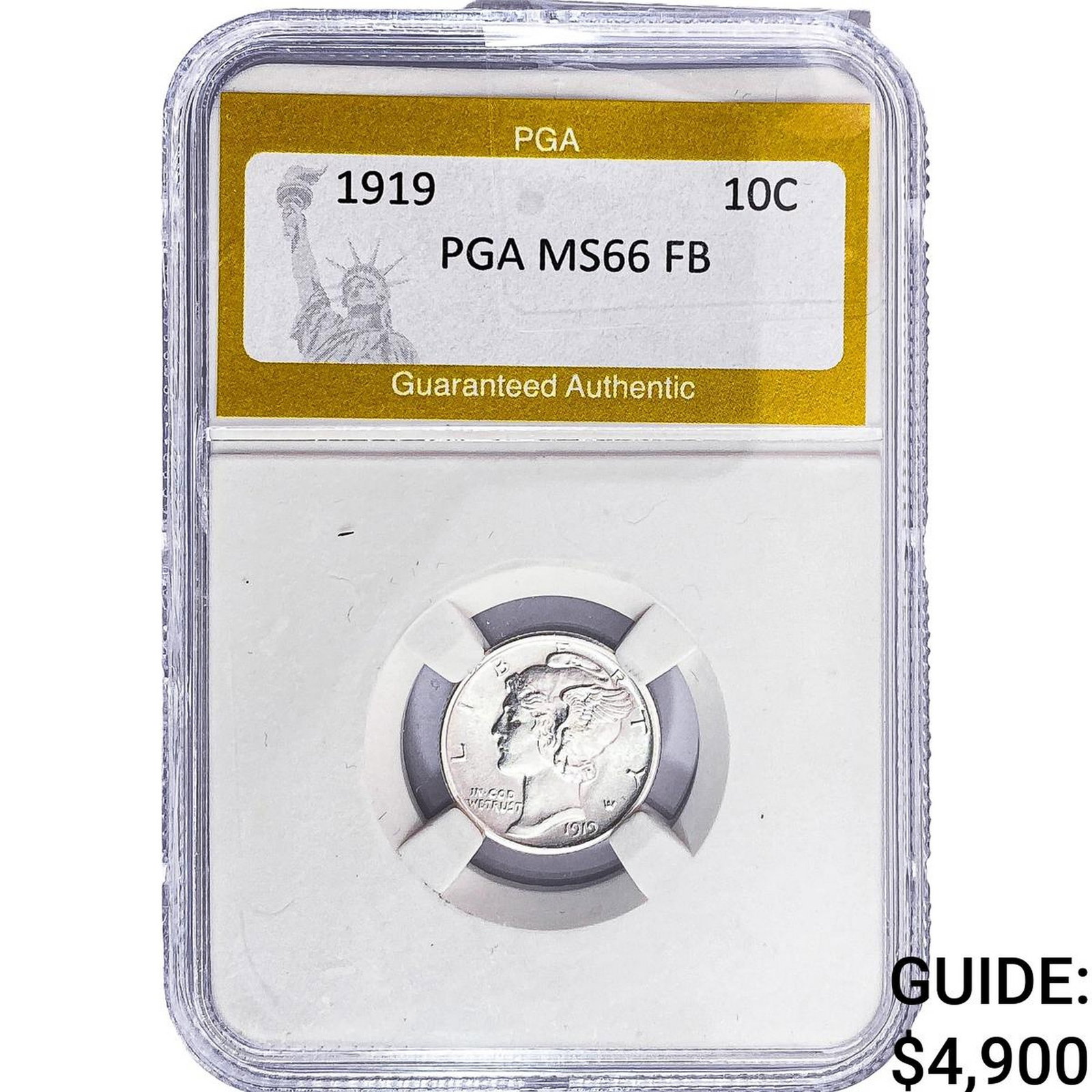 1919 Mercury Silver Dime PGA MS66 FB: 1919 Mercury Silver Dime PGA MS66 FB