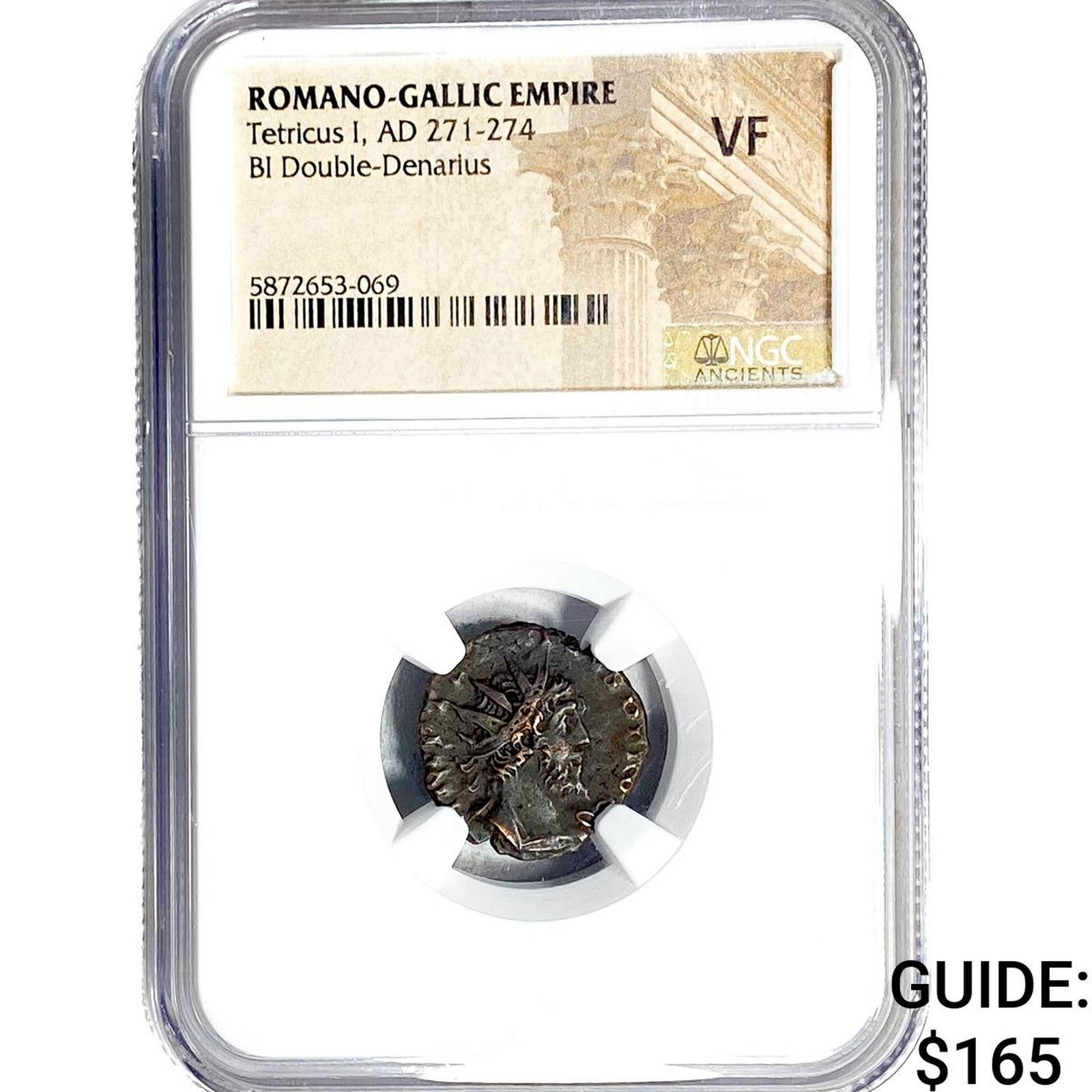 Romano-Gallic TetricusI, AD271-274 BIDbl-Denarius NGC VF: Romano-Gallic TetricusI, AD271-274 BIDbl-Denarius NGC VF