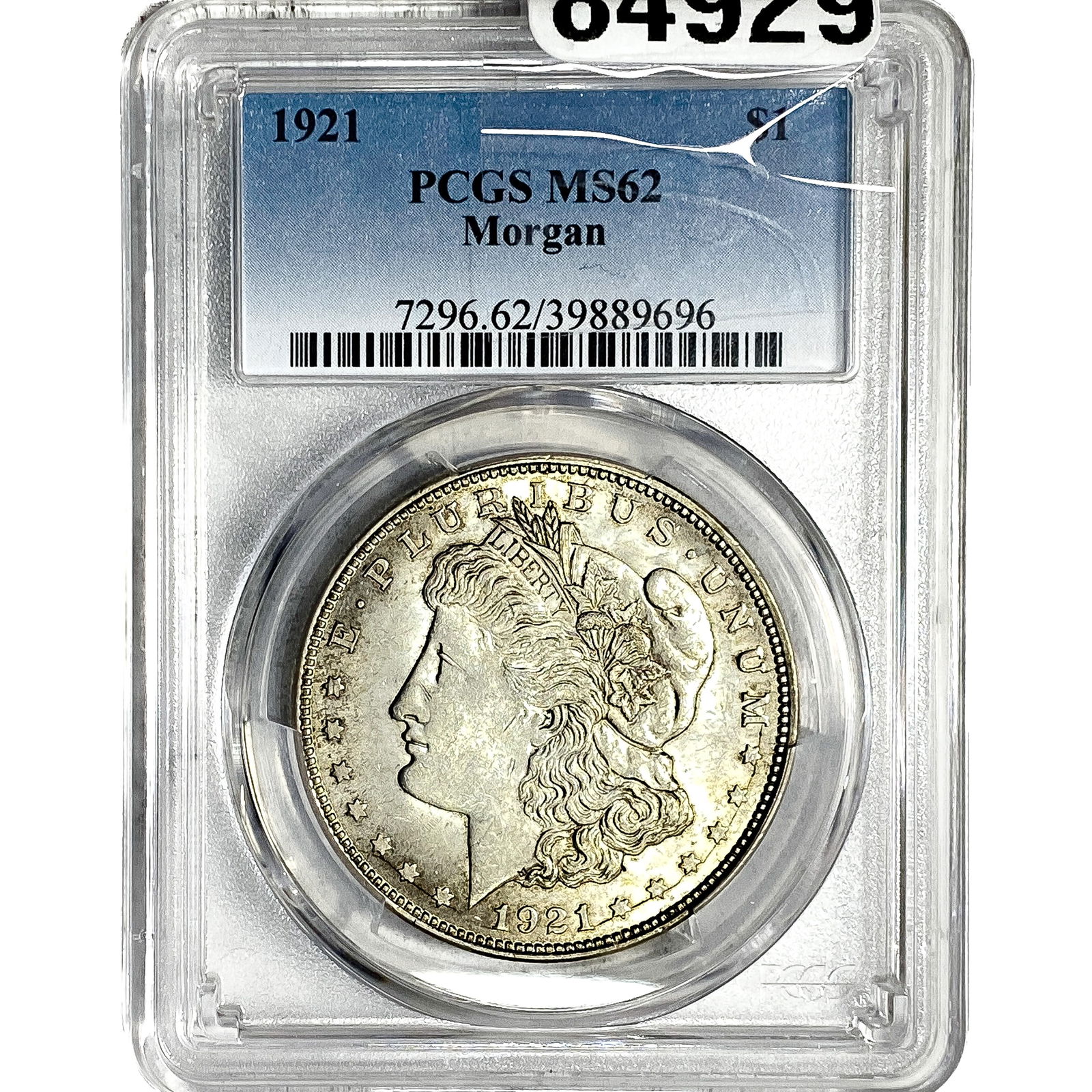 1921 Morgan Silver Dollar PCGS MS62: 1921 Morgan Silver Dollar PCGS MS62