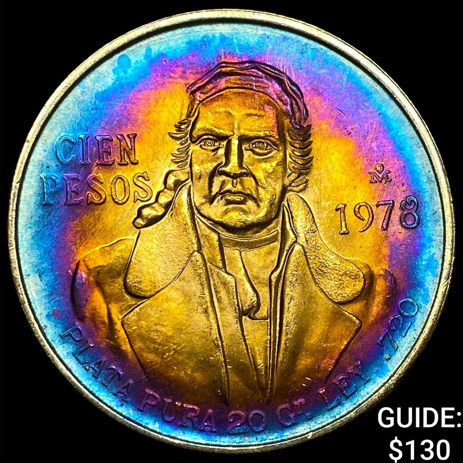 1978 Mexico Silver 100 Pesos Monster Toned UNCIRCULATED: 1978 Mexico Silver 100 Pesos Monster Toned UNCIRCULATED