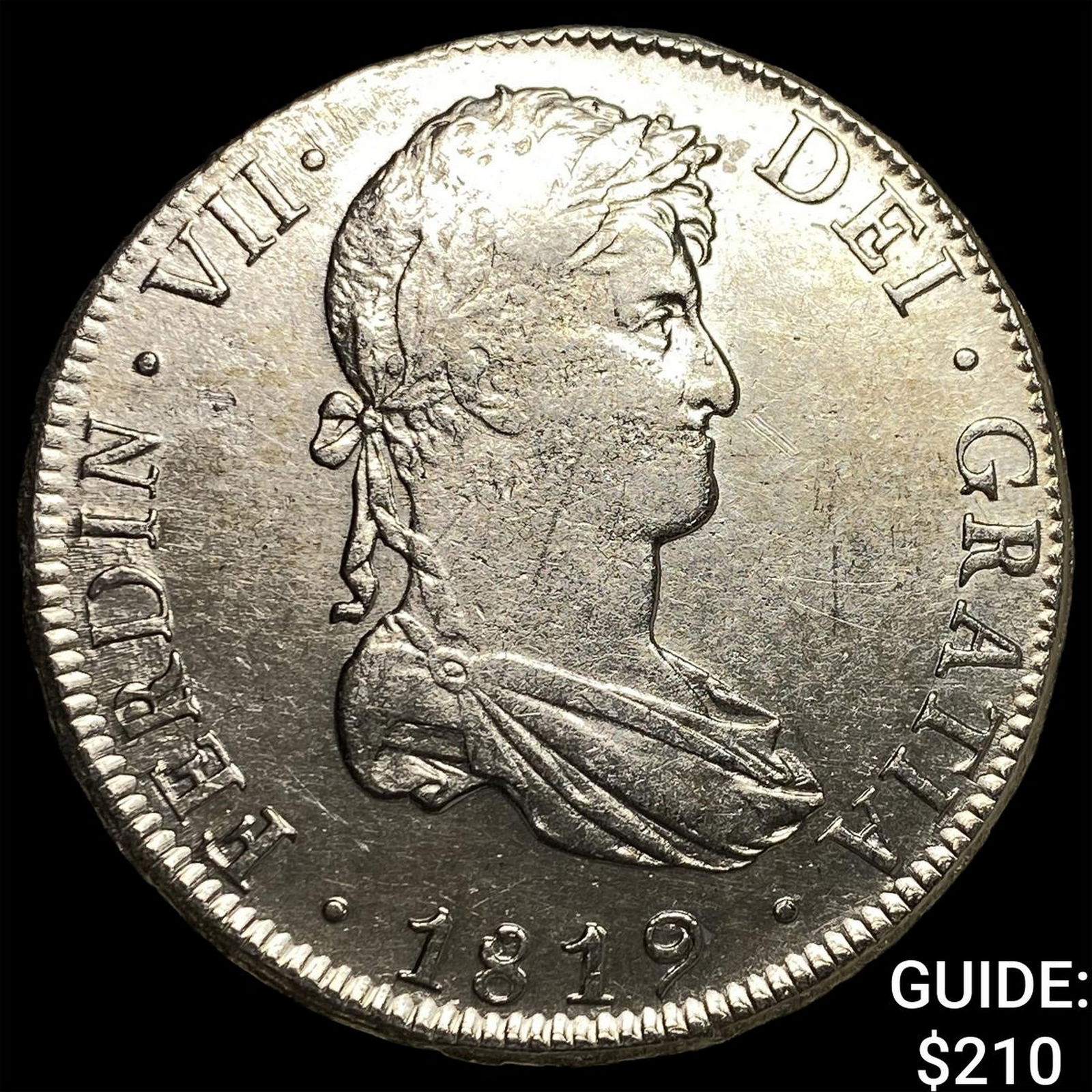 1819 Colonial Spain Silver 8 Reales CLOSELY UNCIRCULATED: 1819 Colonial Spain Silver 8 Reales CLOSELY UNCIRCULATED