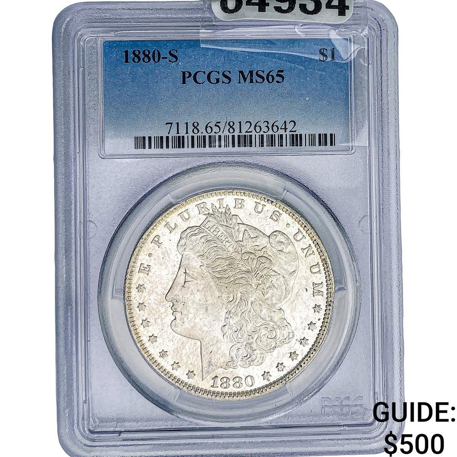 1880-S Morgan Silver Dollar PCGS MS65: 1880-S Morgan Silver Dollar PCGS MS65