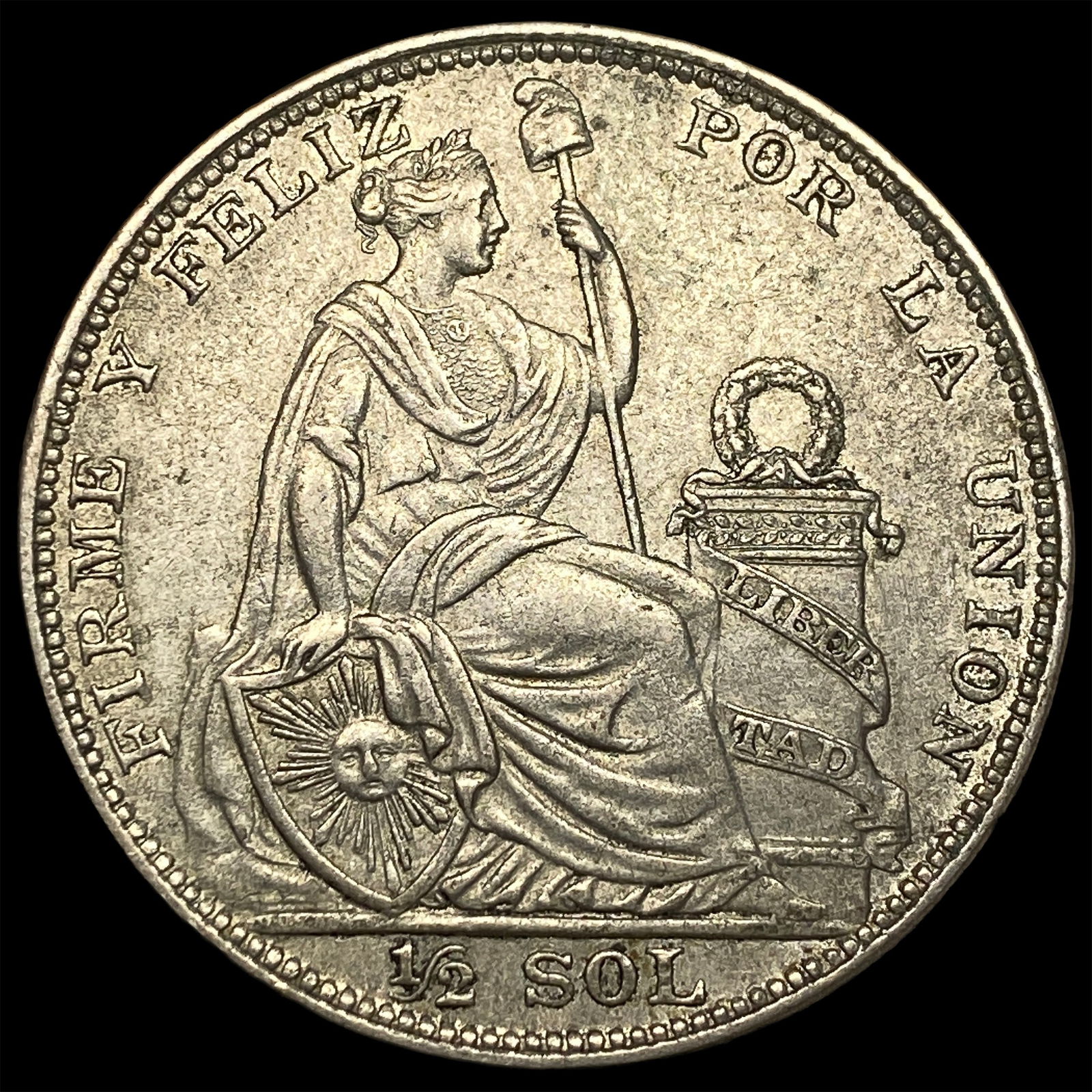 1923 Peru Silver Half Sol CLOSELY UNCIRCULATED (1 of 2)