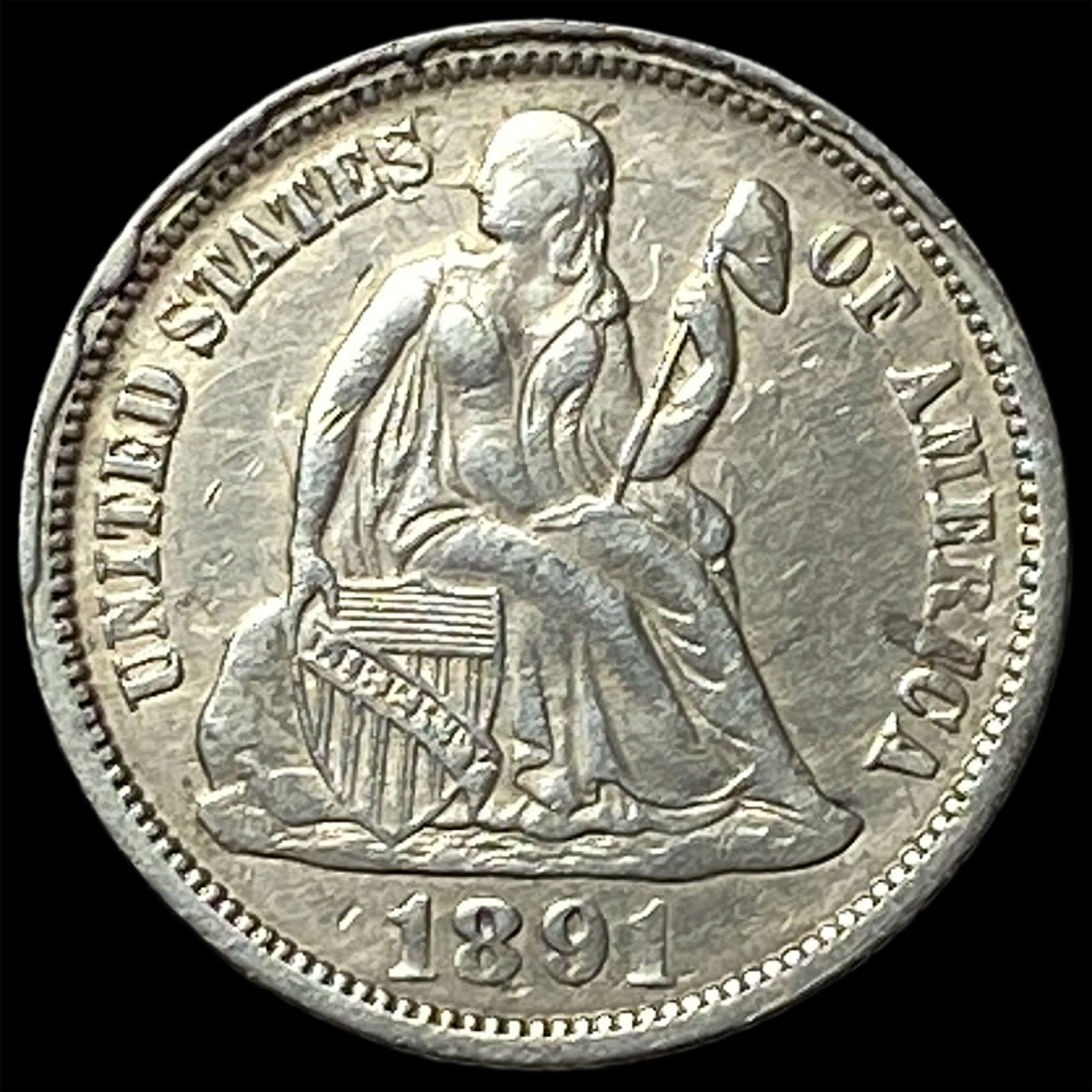 1891-O Silver Dime CLOSELY UNCIRCULATED (1 of 2)