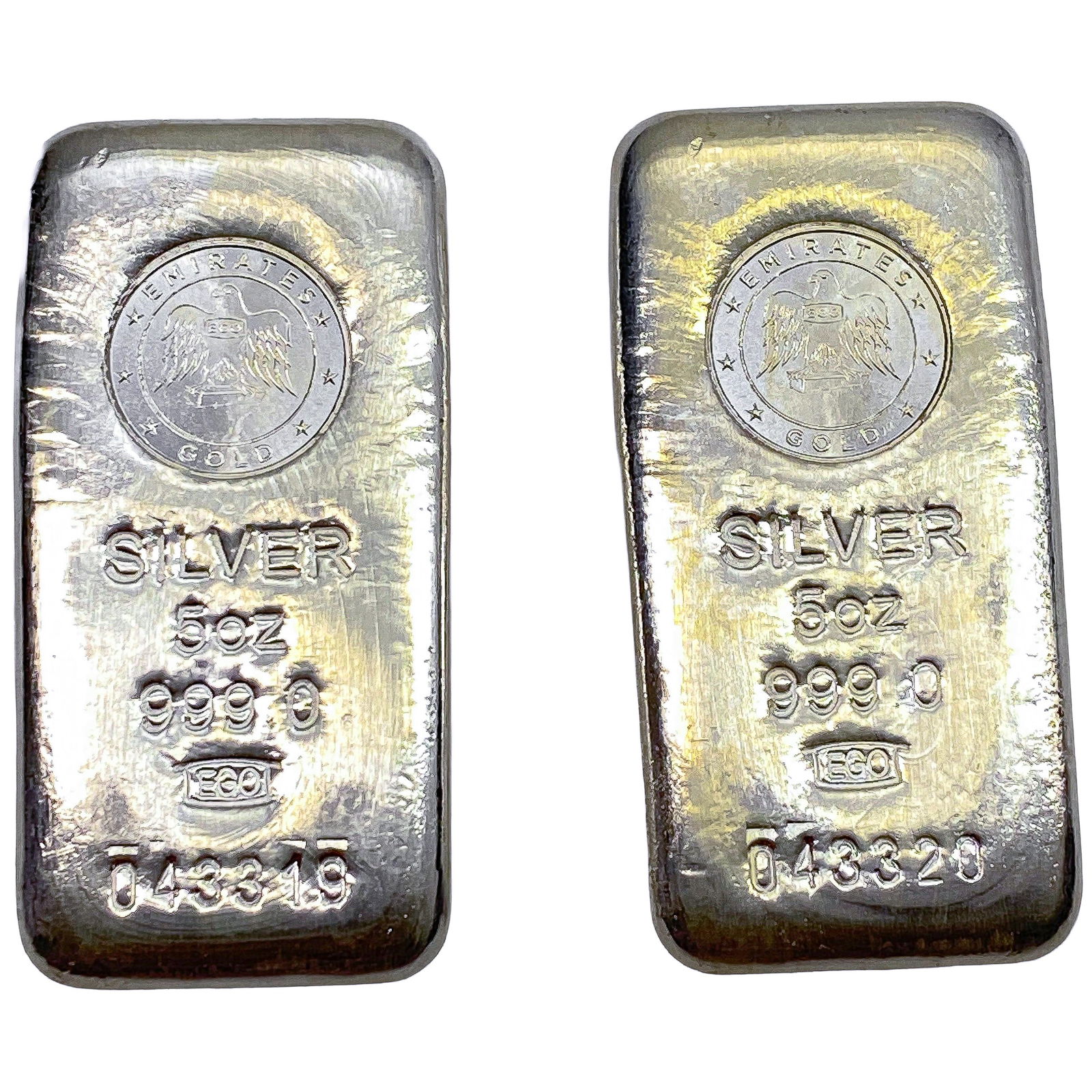 [2] 5oz Silver Bar Emirates Gold: [2] 5oz Silver Bar Emirates Gold