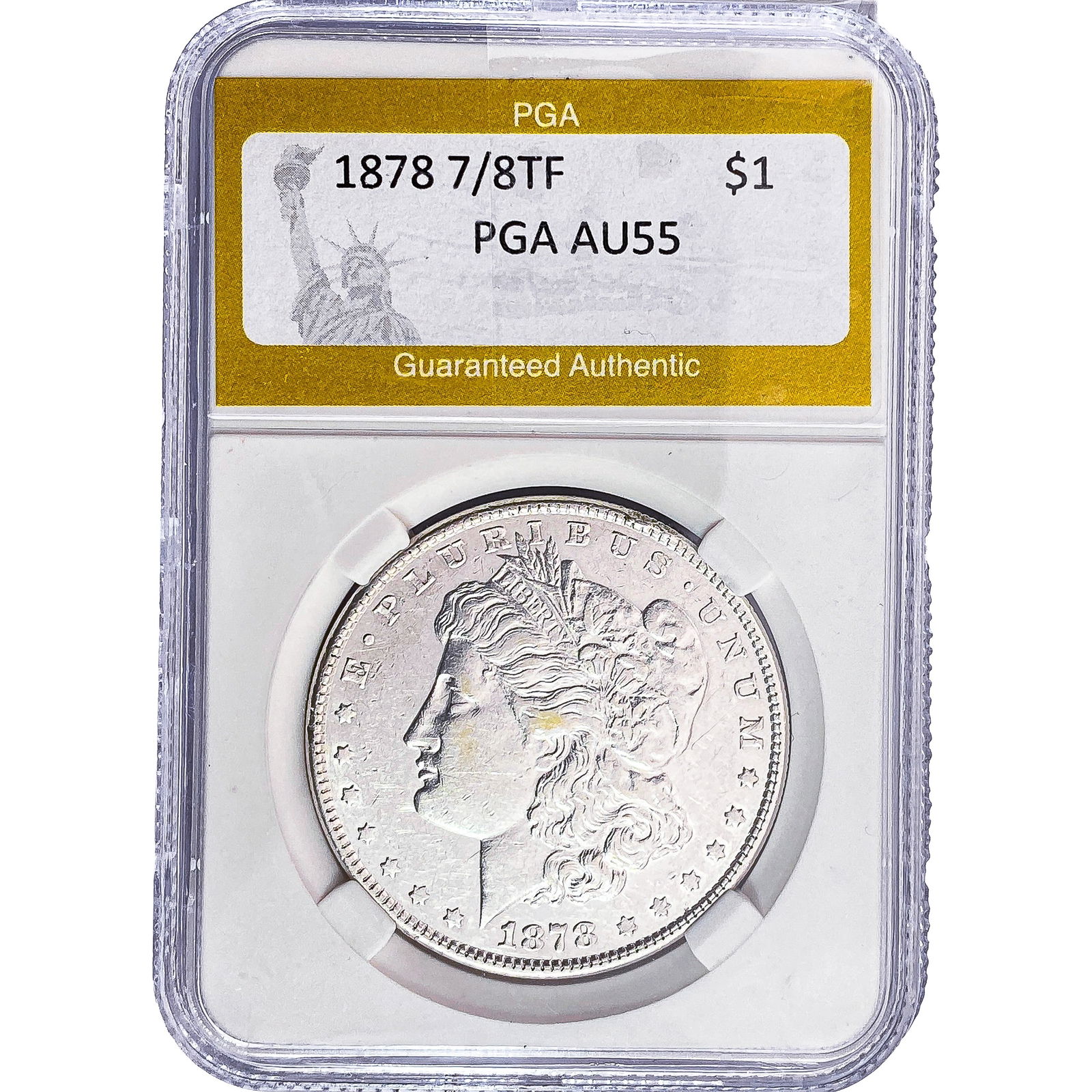 1878 7/8TF Morgan Silver Dollar PGA AU55: 1878 7/8TF Morgan Silver Dollar PGA AU55