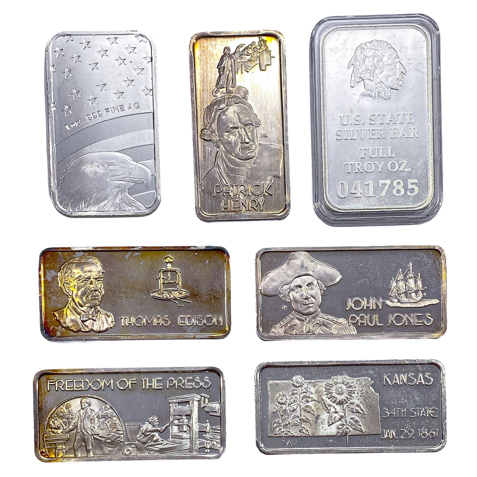 [7] 1oz Silver Bars Various Designs (1 of 2)