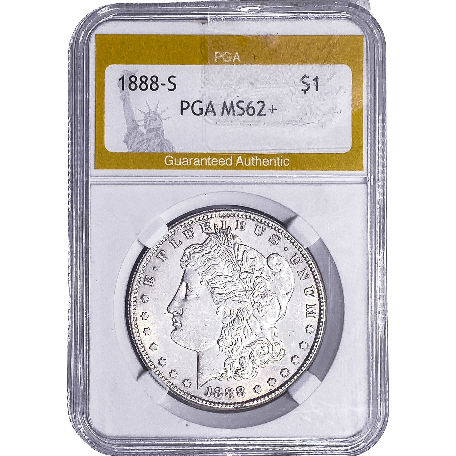 1888-S Morgan Silver Dollar PGA MS62+: 1888-S Morgan Silver Dollar PGA MS62+