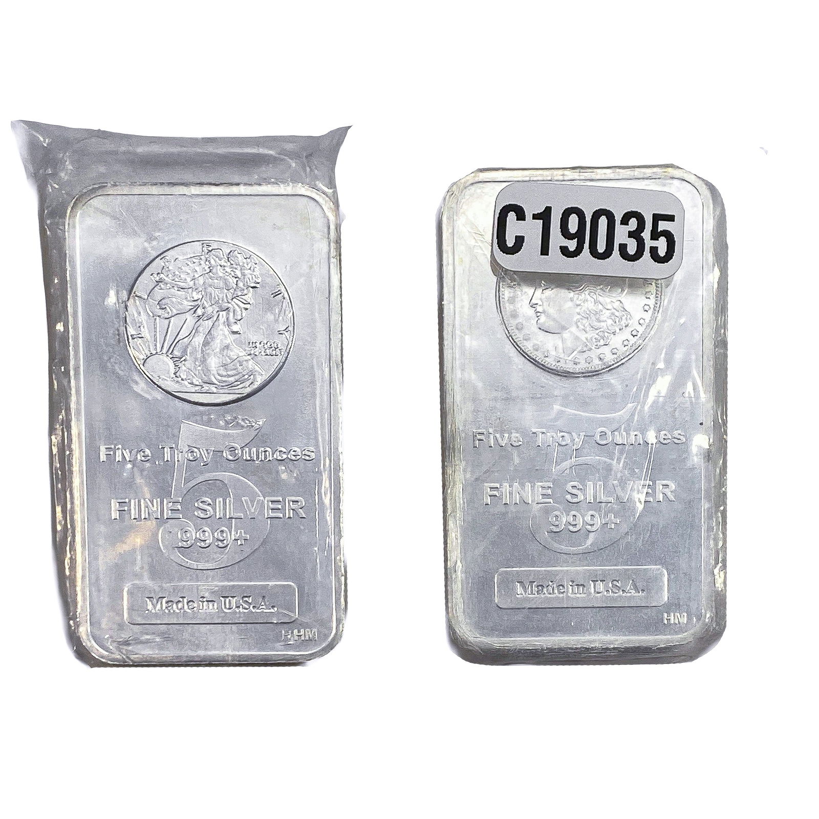 [2]5 T oz Silver Bar Morgan/Silver Eagle Design: [2]5 T oz Silver Bar Morgan/Silver Eagle Design