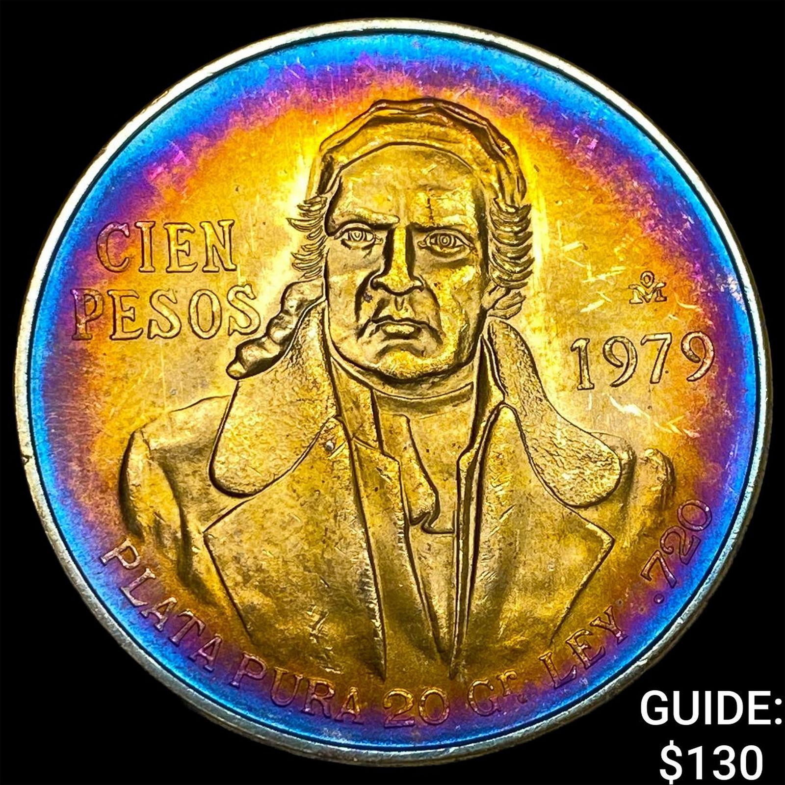 1978 Mexico Silver 100 Pesos Monster Toned UNCIRCULATED: 1978 Mexico Silver 100 Pesos Monster Toned UNCIRCULATED