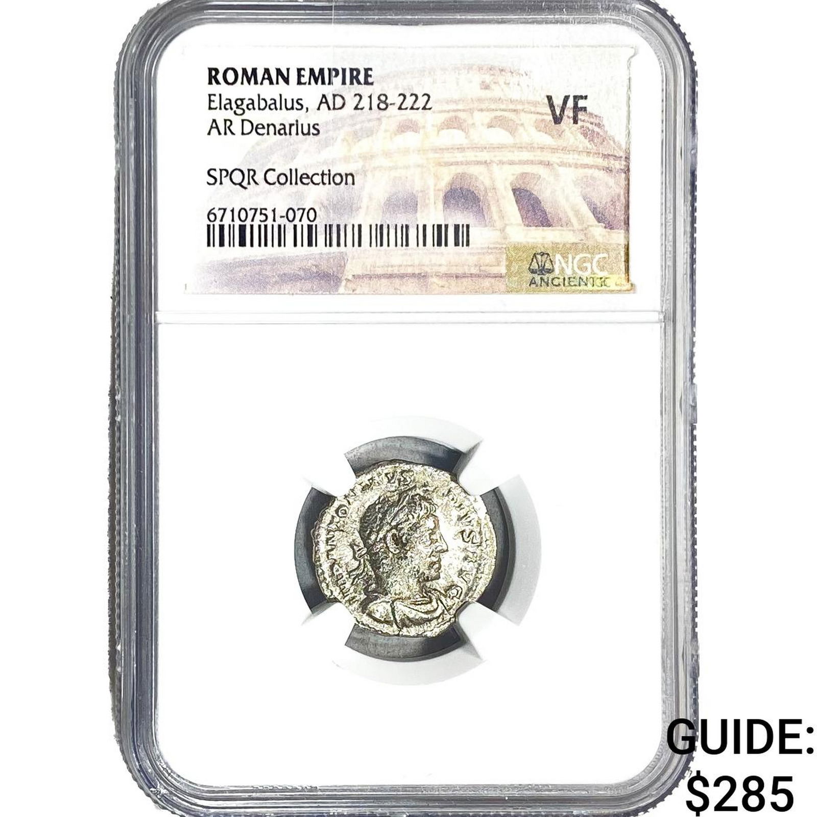 Roman Elagabalus, AD 218-222 AR Denarius NGC VF: Roman Elagabalus, AD 218-222 AR Denarius NGC VF