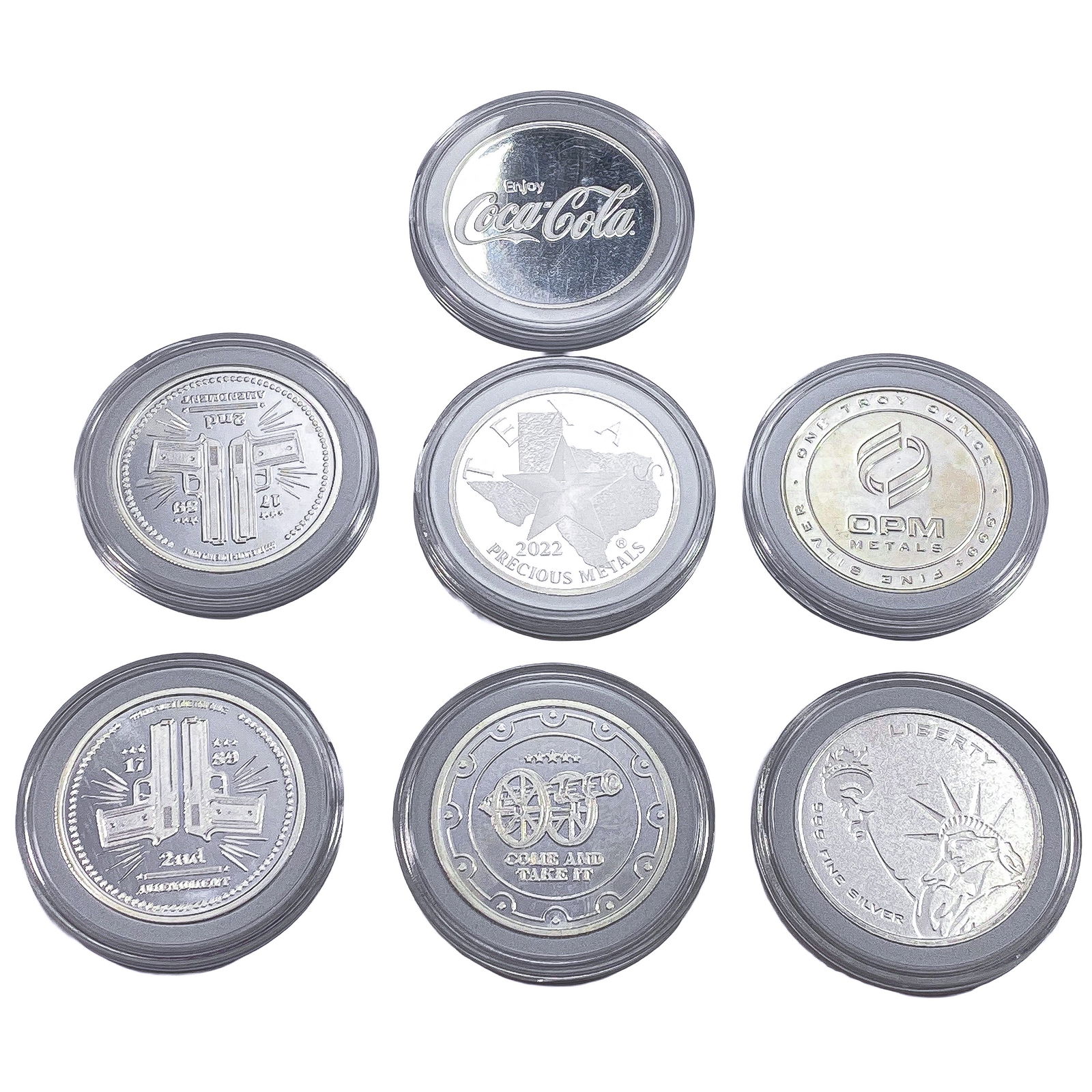 [7] 1oz Silver Rounds Various Desings (1 of 2)