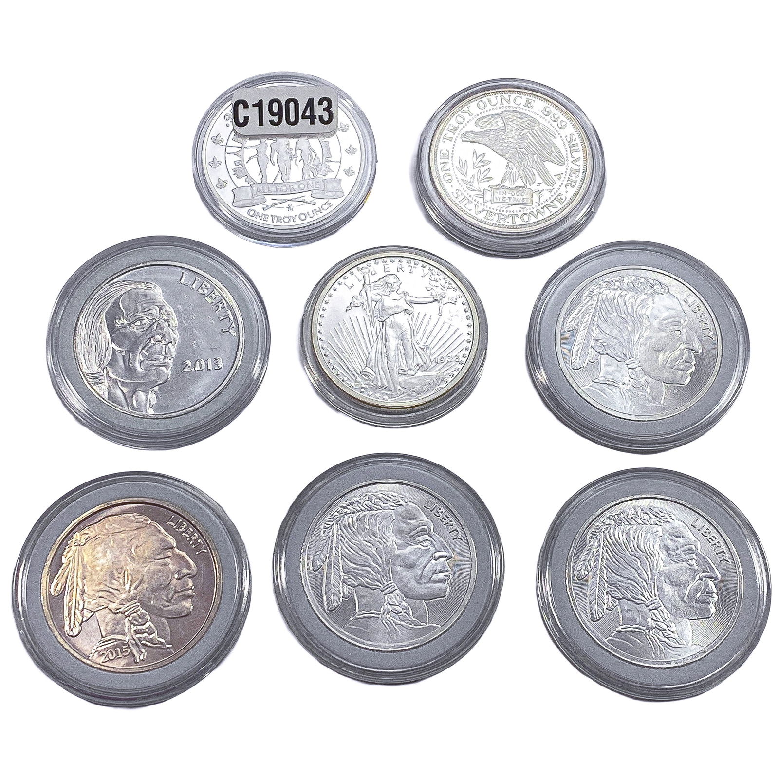 [8] 1oz Silver Rounds Various Desings (1 of 2)