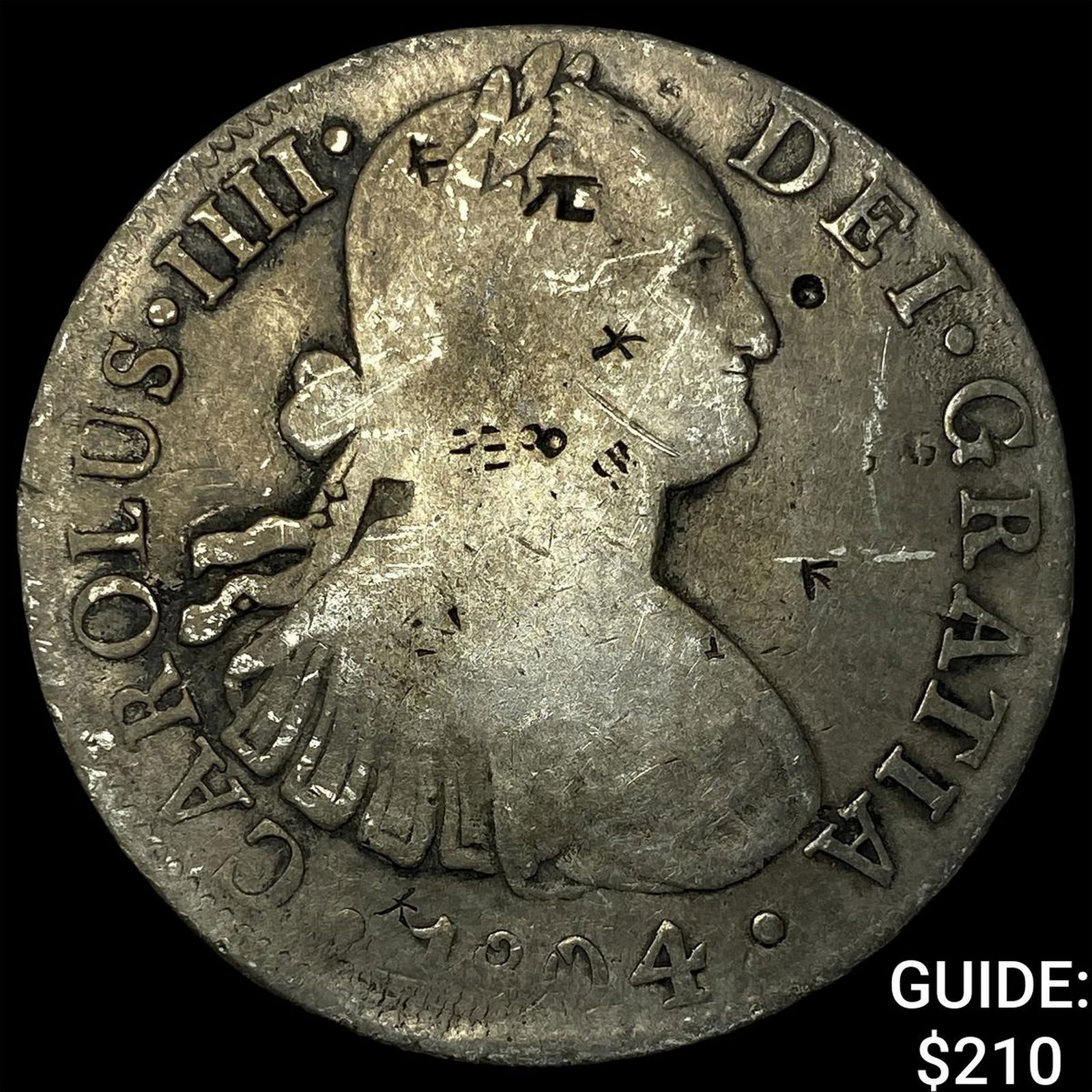 1804 Colonial Spain Silver 8 Reales Punchmarks NEARLY UNCIRCULATED: 1804 Colonial Spain Silver 8 Reales Punchmarks NEARLY UNCIRCULATED