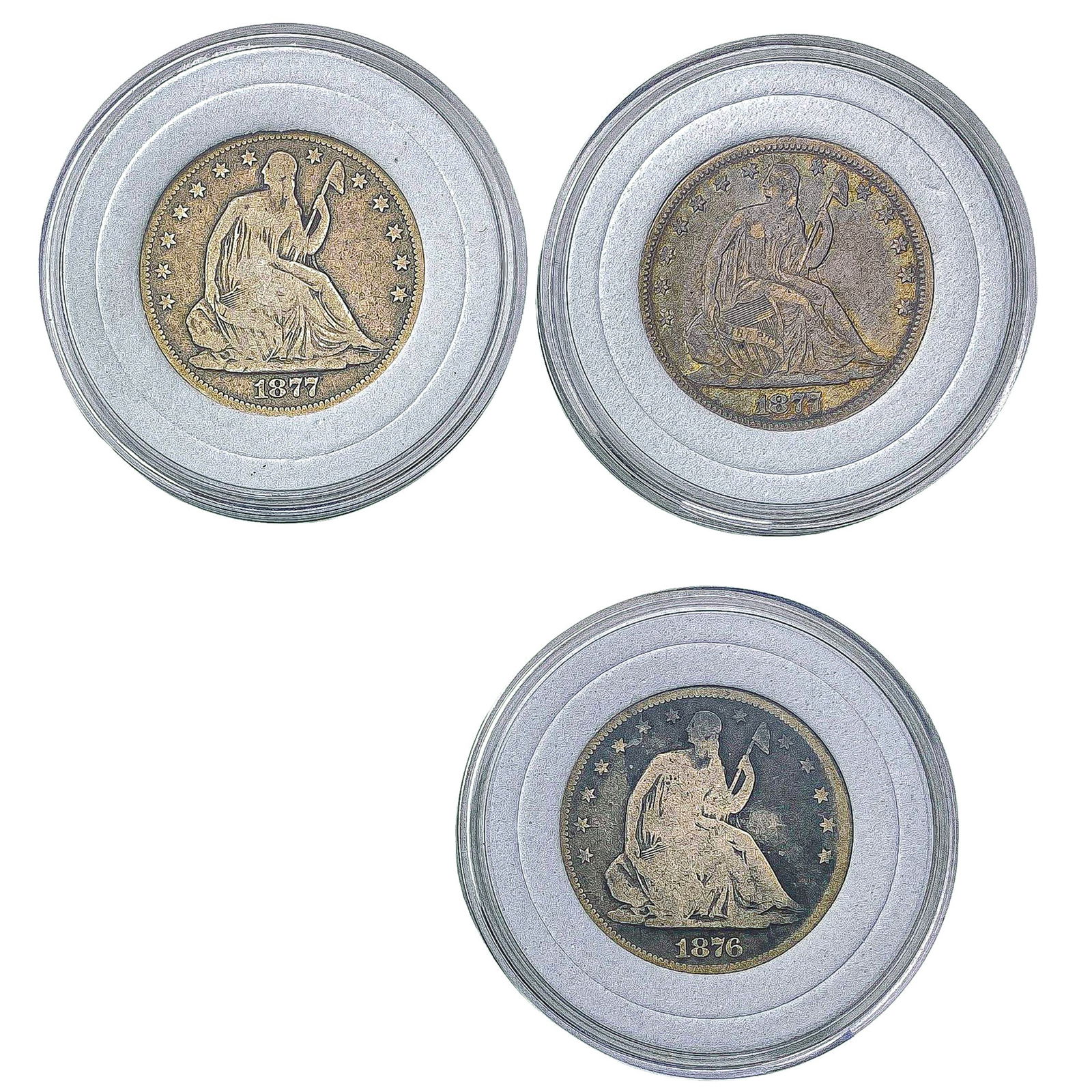 [3 Coins] 1876-1877 Seated Liberty Half Dollar: [3 Coins] 1876-1877 Seated Liberty Half Dollar