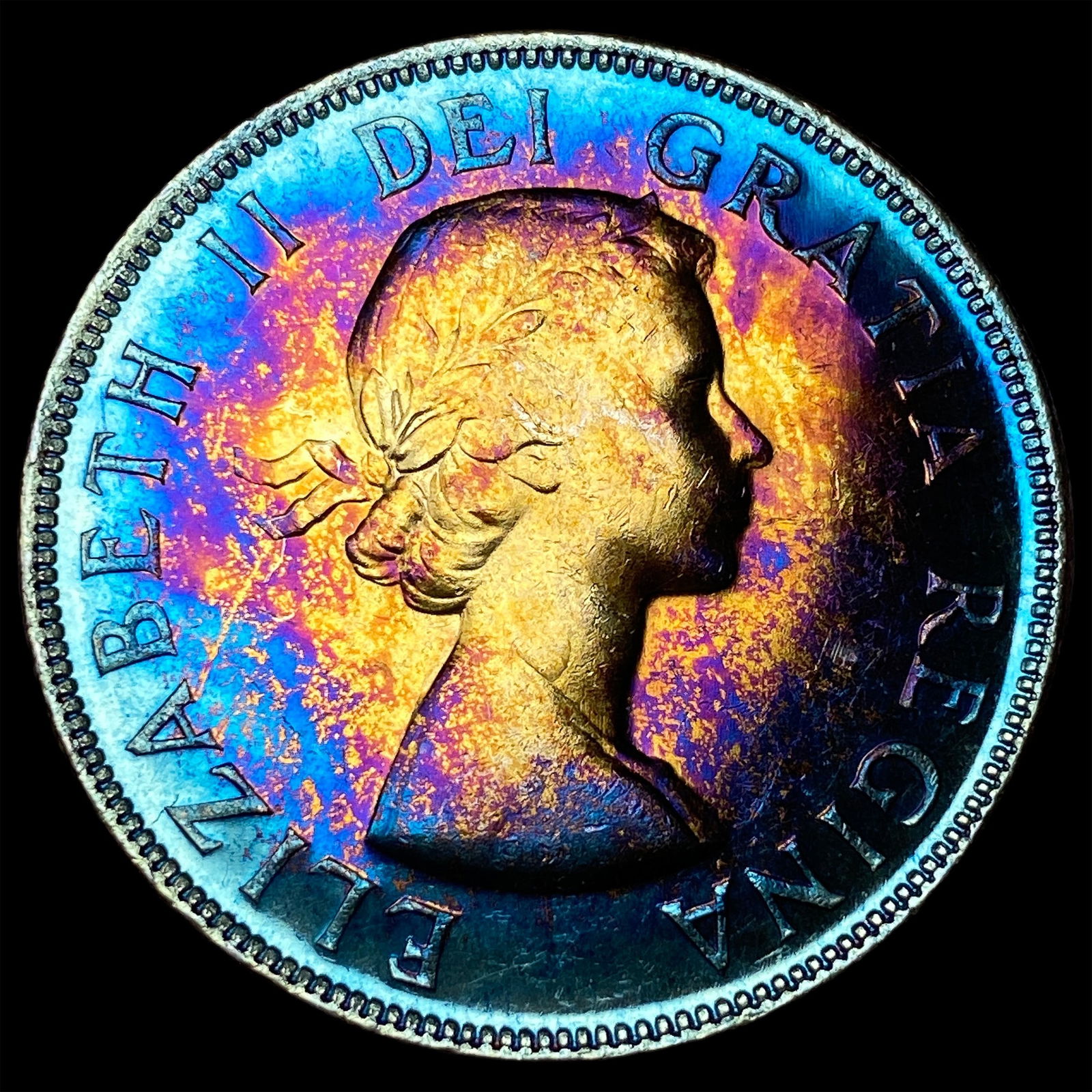 1953 Canada Silver 1 Dollar Monster Toned UNCIRCULATED: 1953 Canada Silver 1 Dollar Monster Toned UNCIRCULATED