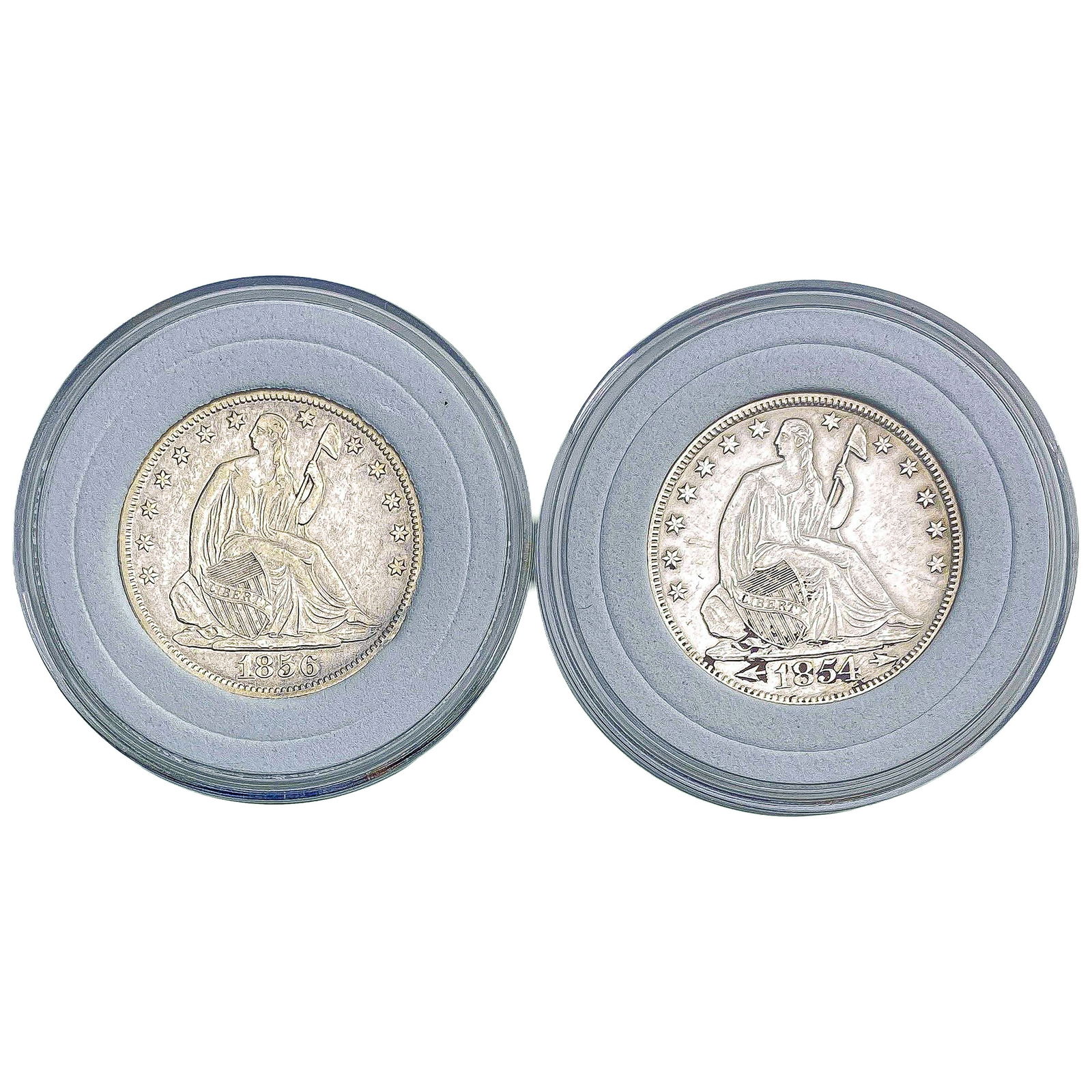 [2 Coins] 1854-1856 Seated Liberty Half Dollar: [2 Coins] 1854-1856 Seated Liberty Half Dollar