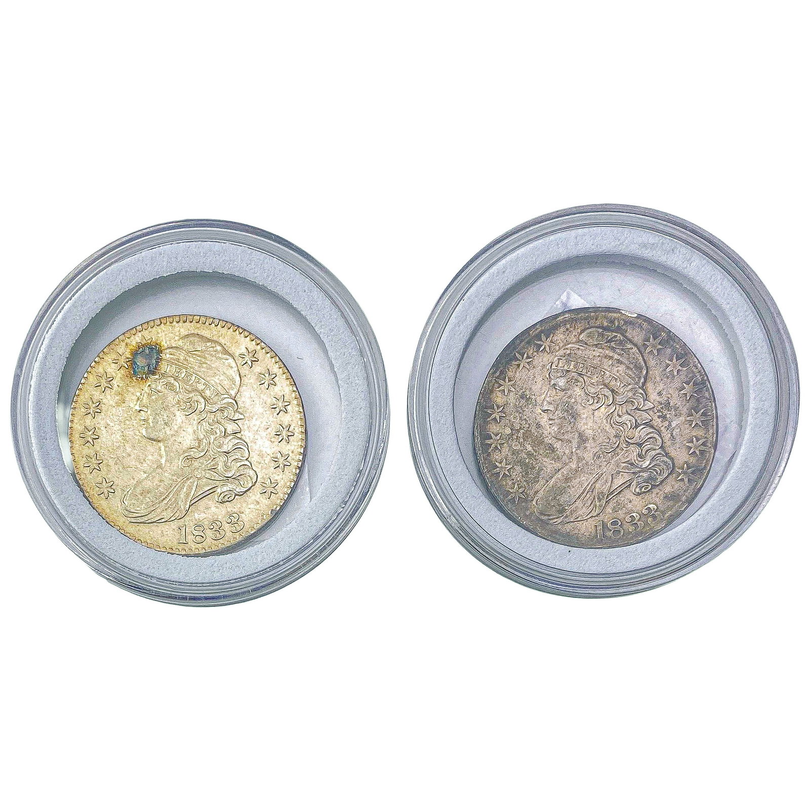 [2 Coins] 1833 Capped Bust Half Dollar: [2 Coins] 1833 Capped Bust Half Dollar