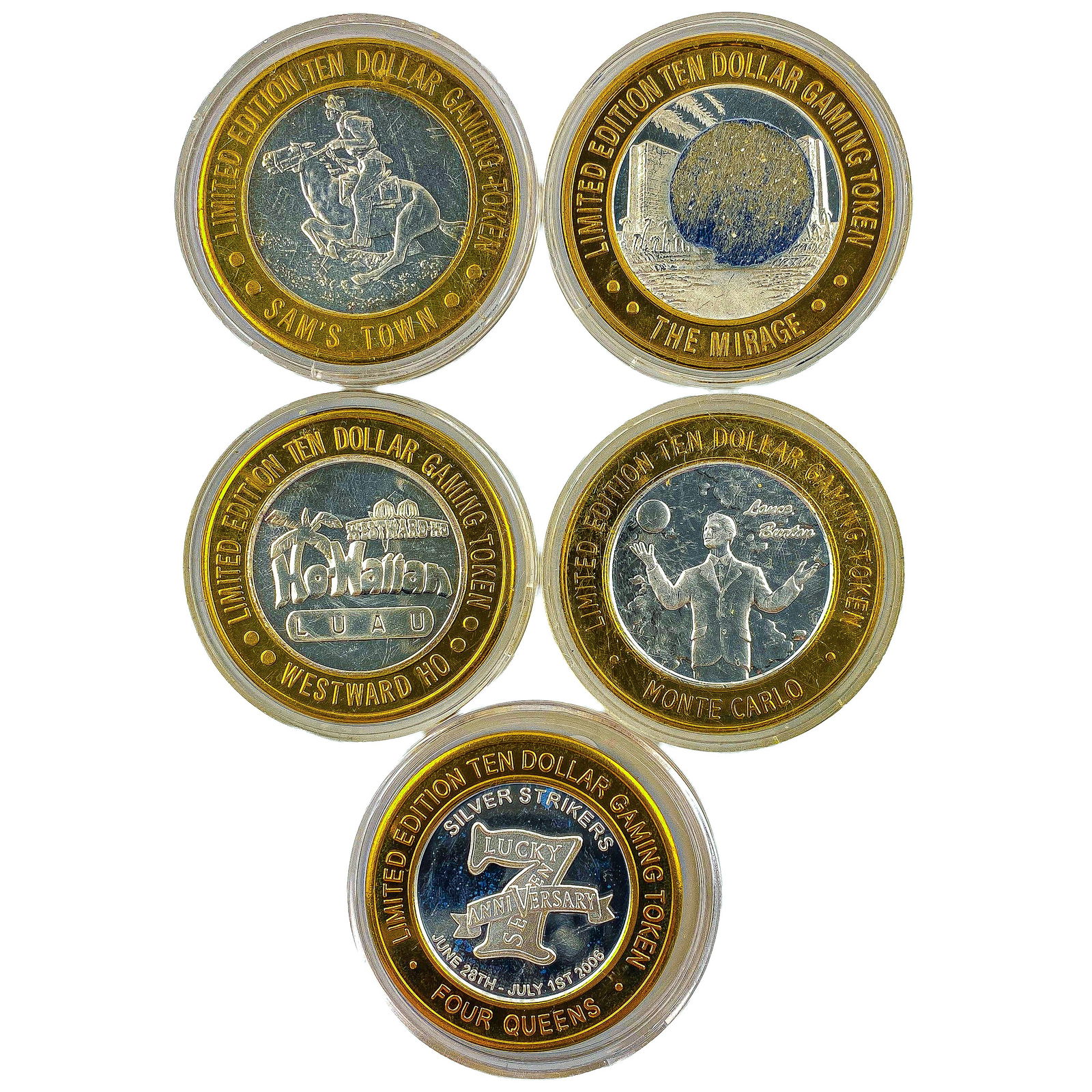[5 Coins] .60oz Silver $10 Various Casino Tokens: [5 Coins] .60oz Silver $10 Various Casino Tokens