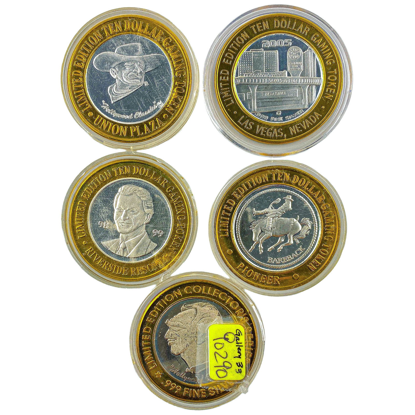 [5 Coins] .60oz Silver $10 Various Casino Tokens: [5 Coins] .60oz Silver $10 Various Casino Tokens
