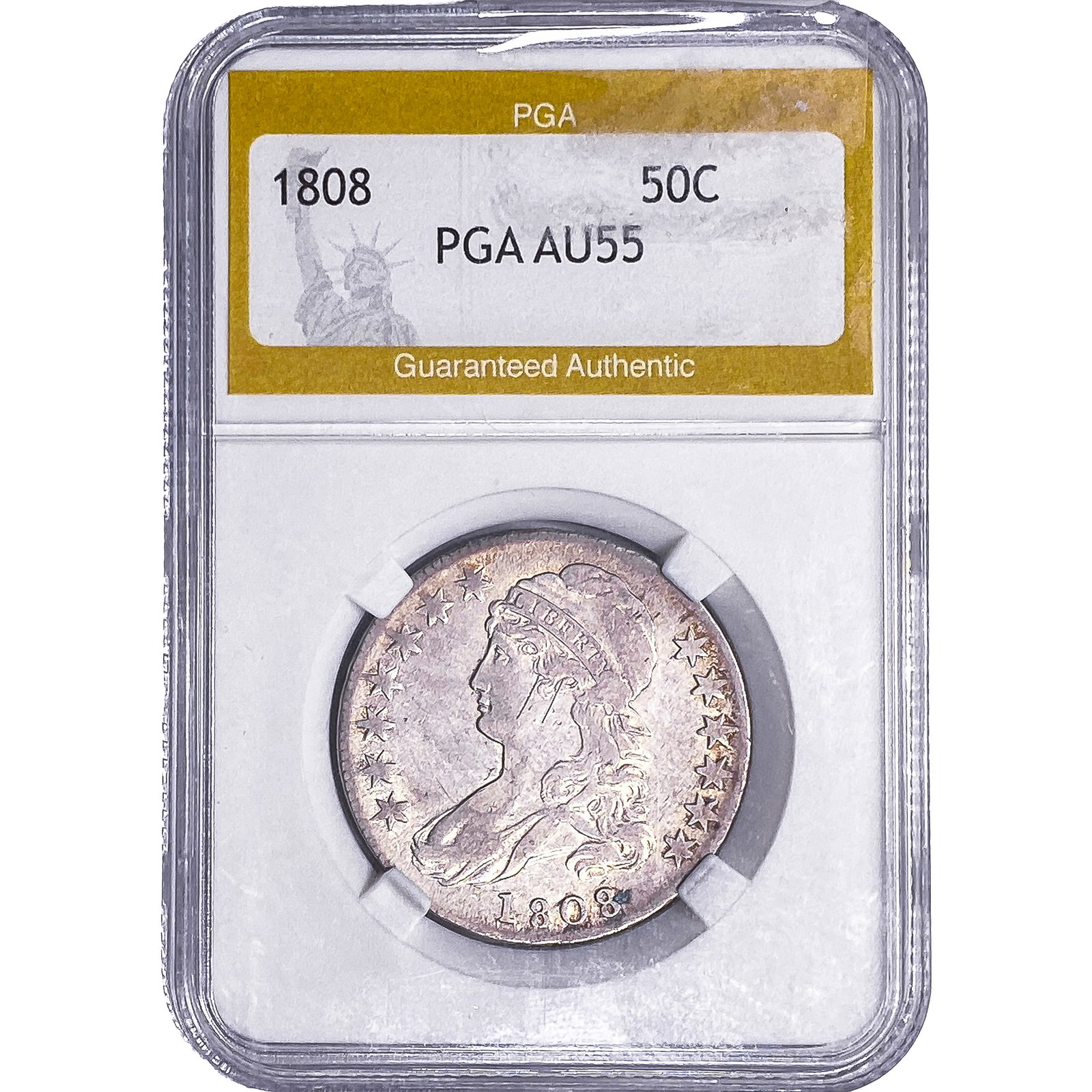 1808 Capped Bust Half Dollar PGA AU55: 1808 Capped Bust Half Dollar PGA AU55