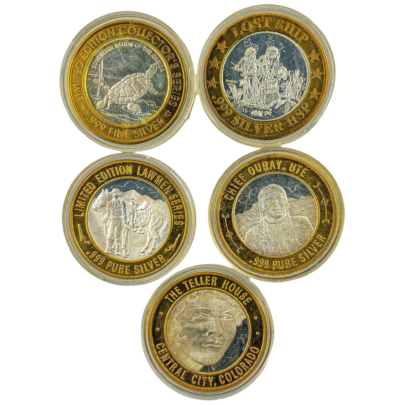 [5 Coins] .60oz Silver Various Casino Tokens: [5 Coins] .60oz Silver Various Casino Tokens