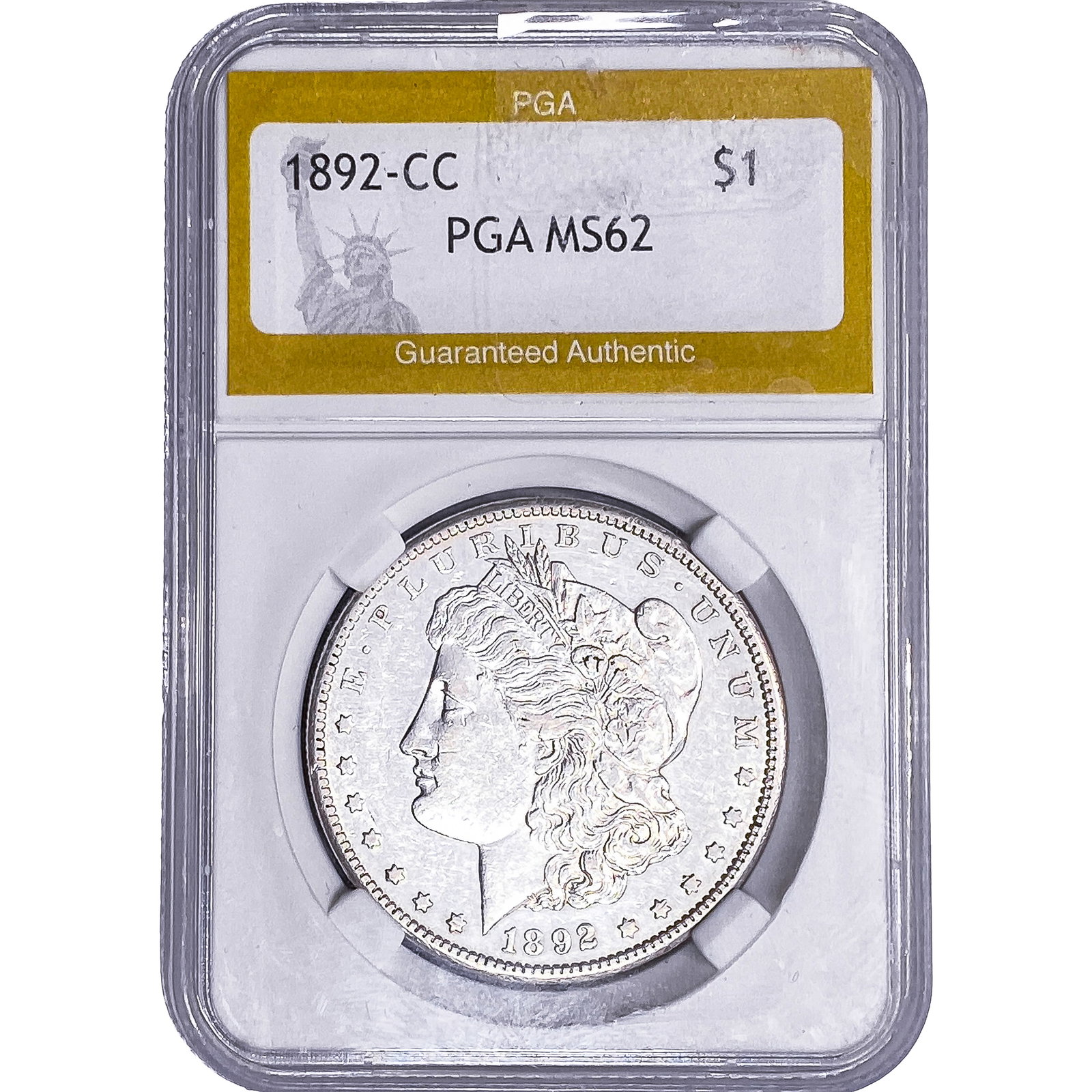 1892-CC Morgan Silver Dollar PGA MS62: 1892-CC Morgan Silver Dollar PGA MS62