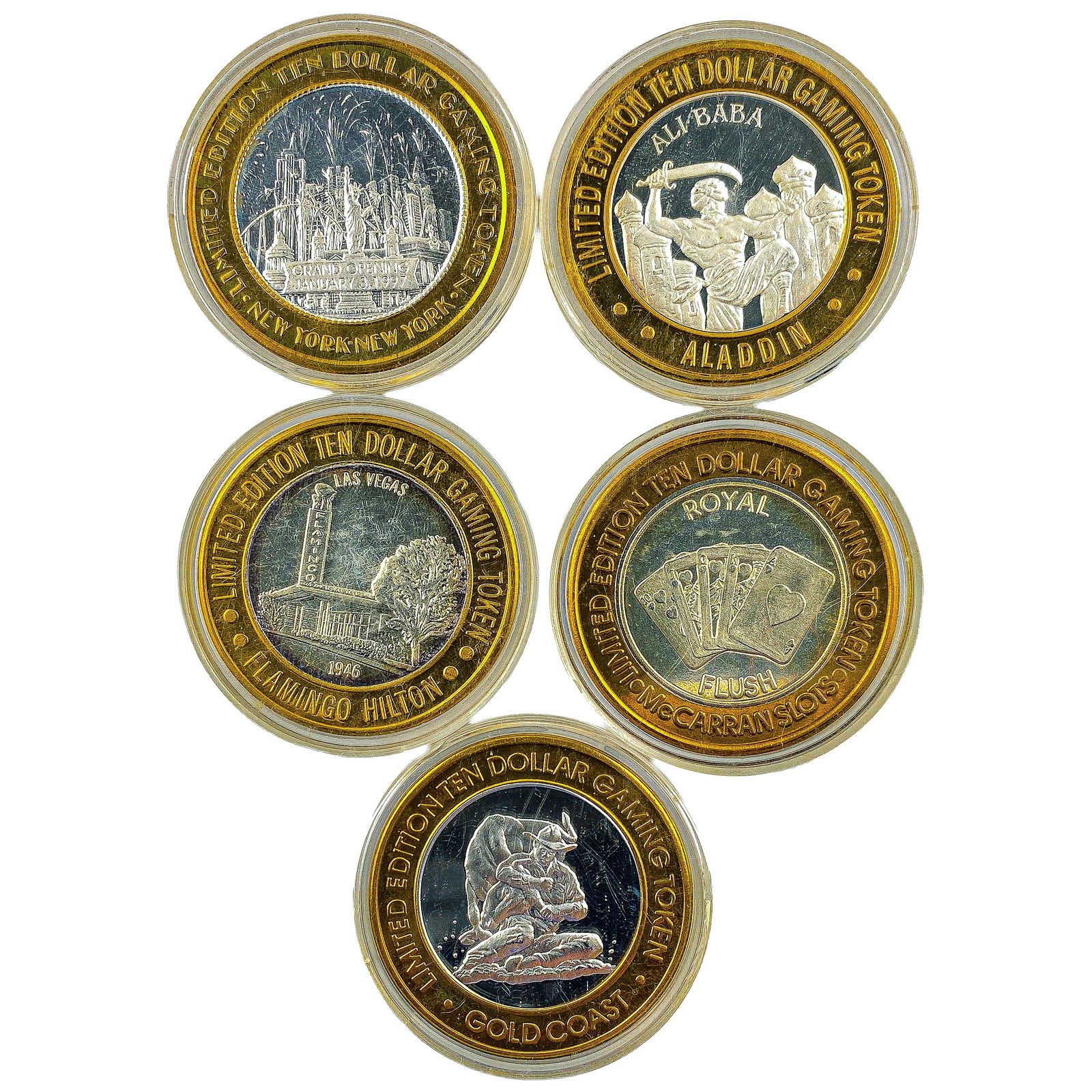 [5 Coins] .60oz Silver $10 Various Casino Tokens: [5 Coins] .60oz Silver $10 Various Casino Tokens
