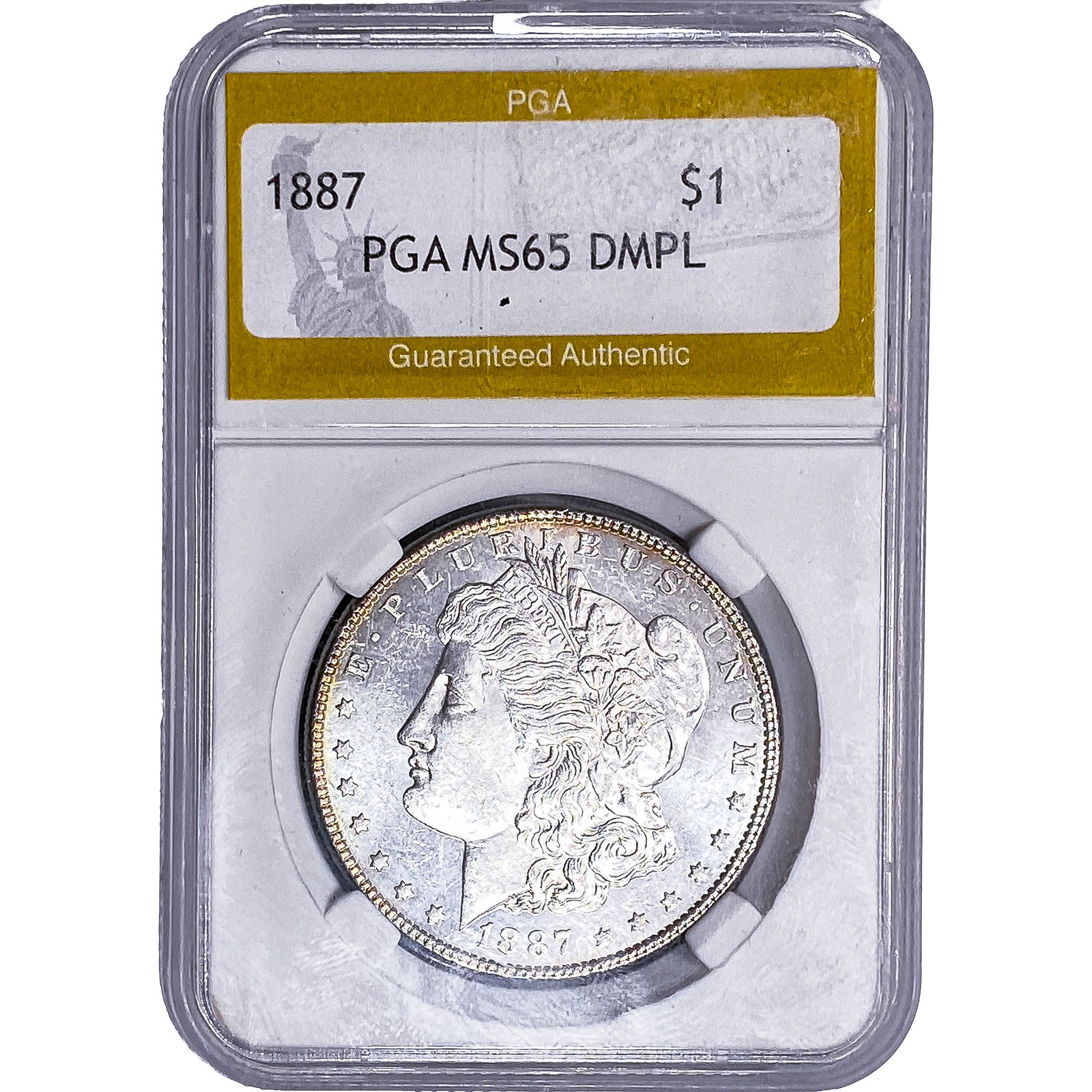 1887 Morgan Silver Dollar PGA MS65 DMPL: 1887 Morgan Silver Dollar PGA MS65 DMPL