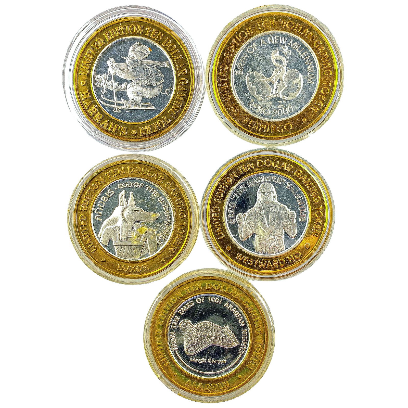 [5 Coins] .60oz Silver $10 Various Casino Tokens: [5 Coins] .60oz Silver $10 Various Casino Tokens