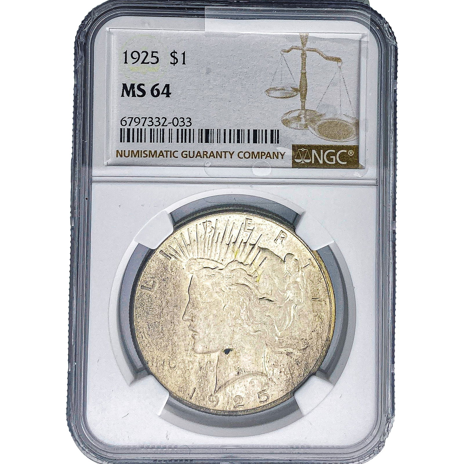 1925 Silver Peace Dollar NGC MS64: 1925 Silver Peace Dollar NGC MS64