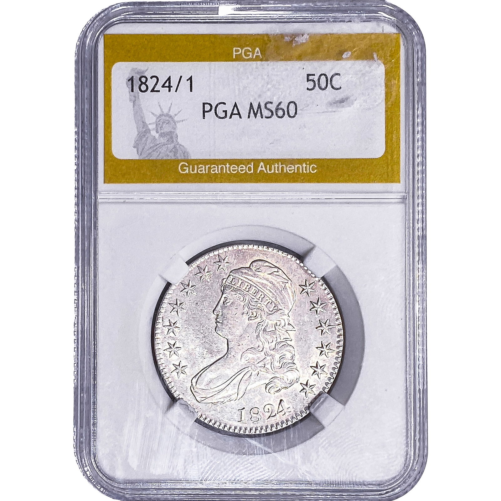 1824/1 Capped Bust Half Dollar PGA MS60: 1824/1 Capped Bust Half Dollar PGA MS60