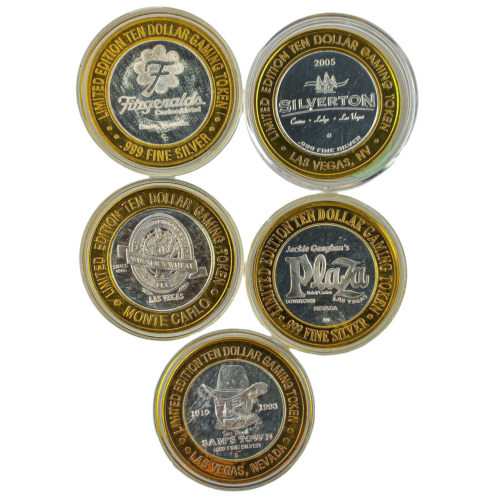 [5 Coins] .60oz Silver $10 Various Casino Tokens: [5 Coins] .60oz Silver $10 Various Casino Tokens