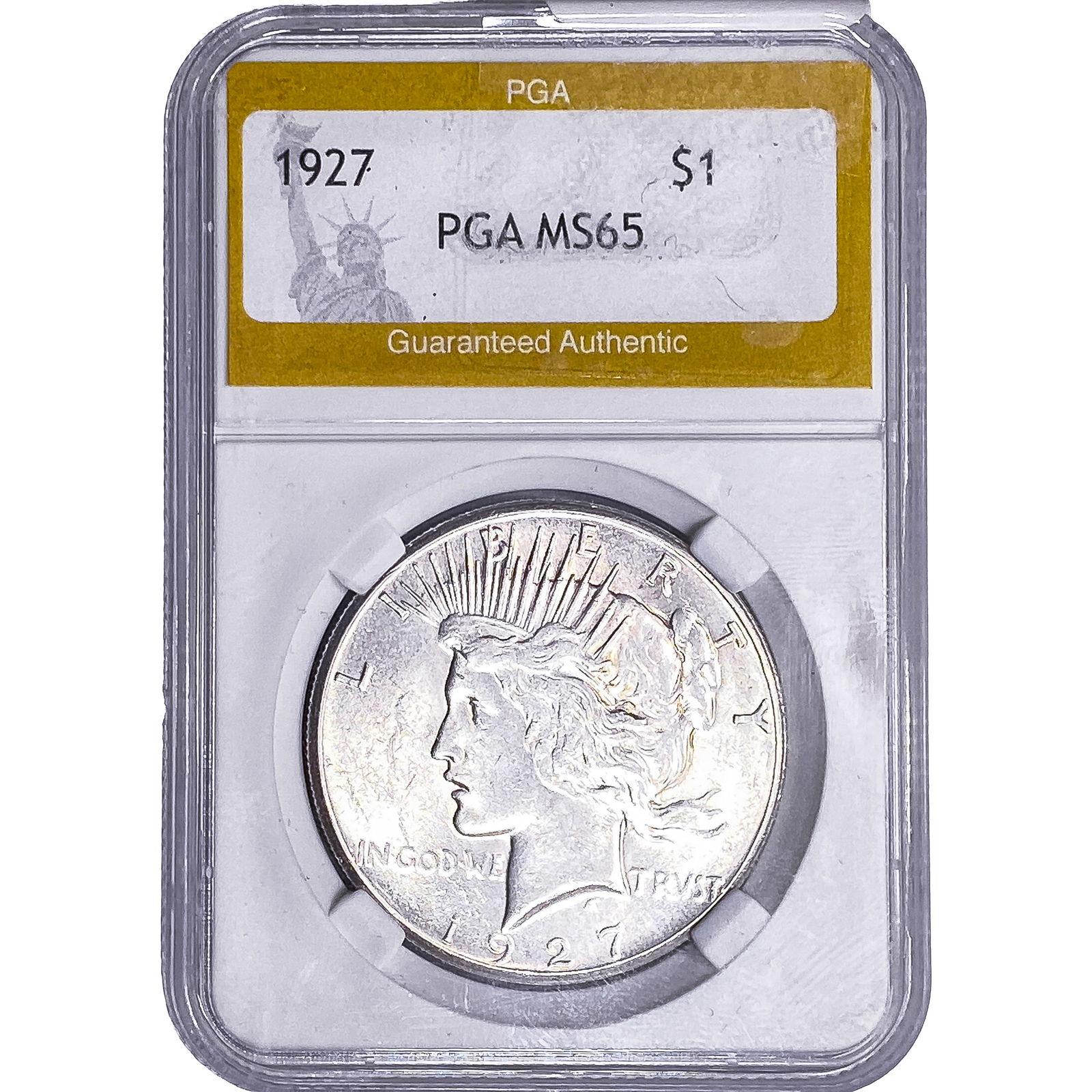1927 Silver Peace Dollar PGA MS65: 1927 Silver Peace Dollar PGA MS65
