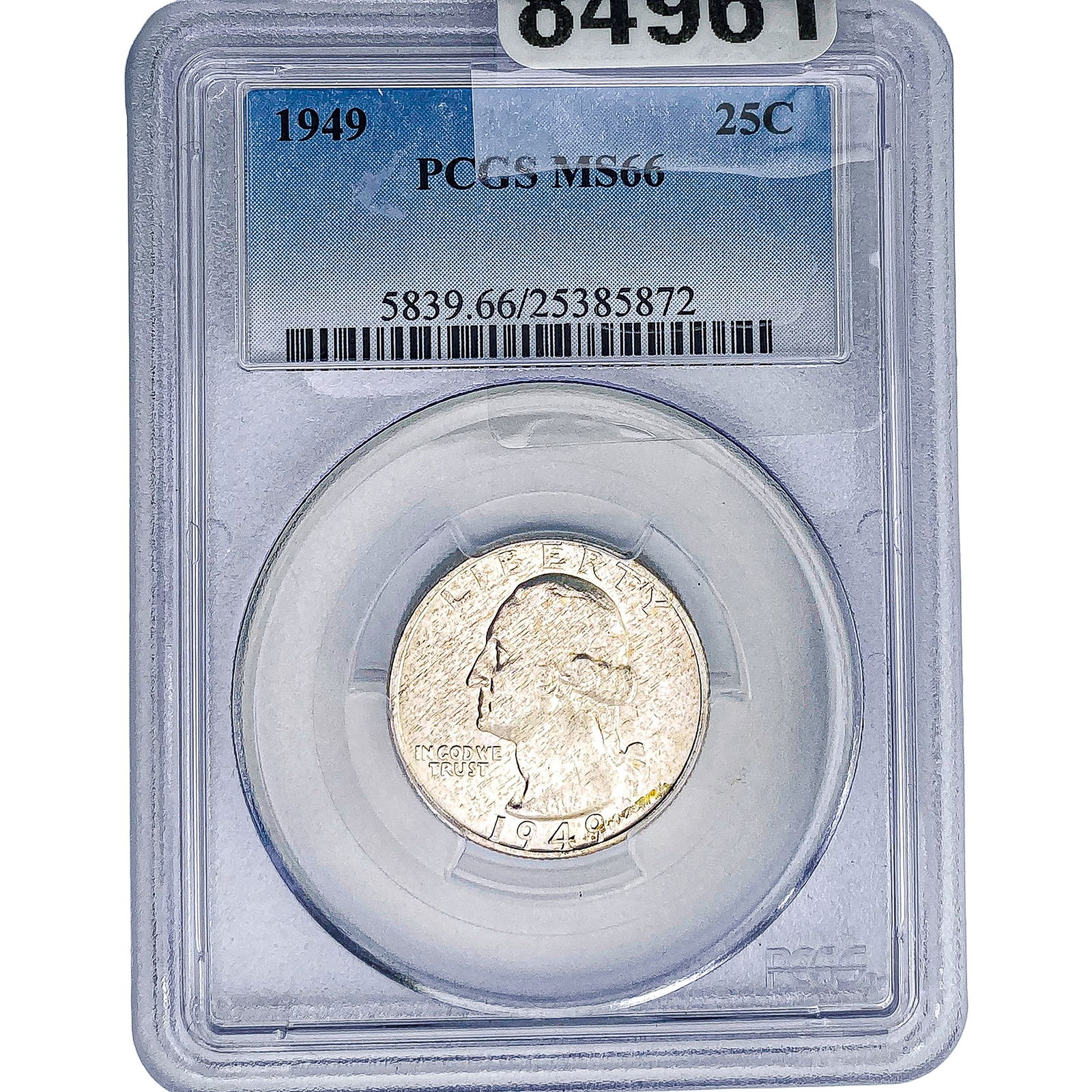 1949 Washington Silver Quarter PCGS MS66: 1949 Washington Silver Quarter PCGS MS66
