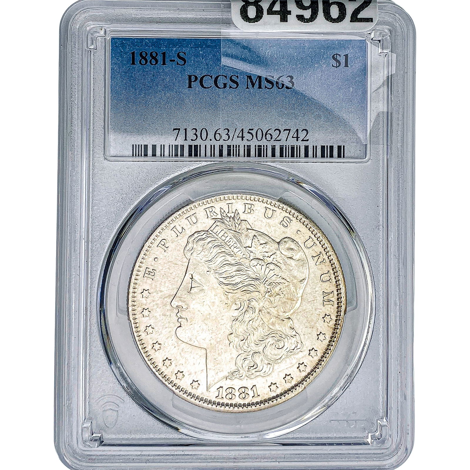 1881-S Morgan Silver Dollar PCGS MS63: 1881-S Morgan Silver Dollar PCGS MS63