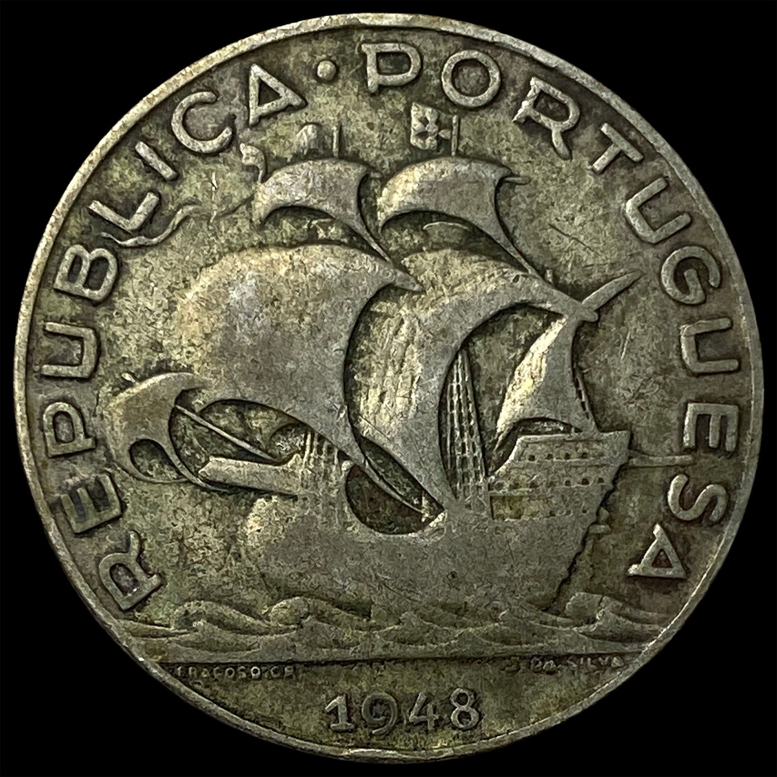 1949 Portugal Silver 500 Cent NEARLY UNCIRCULATED: 1949 Portugal Silver 500 Cent NEARLY UNCIRCULATED