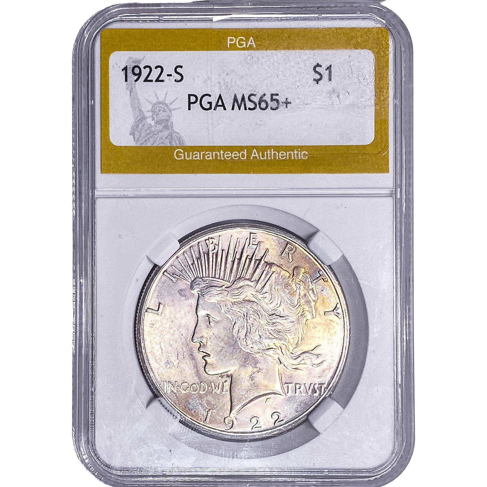 1922-S Silver Peace Dollar PGA MS65+: 1922-S Silver Peace Dollar PGA MS65+