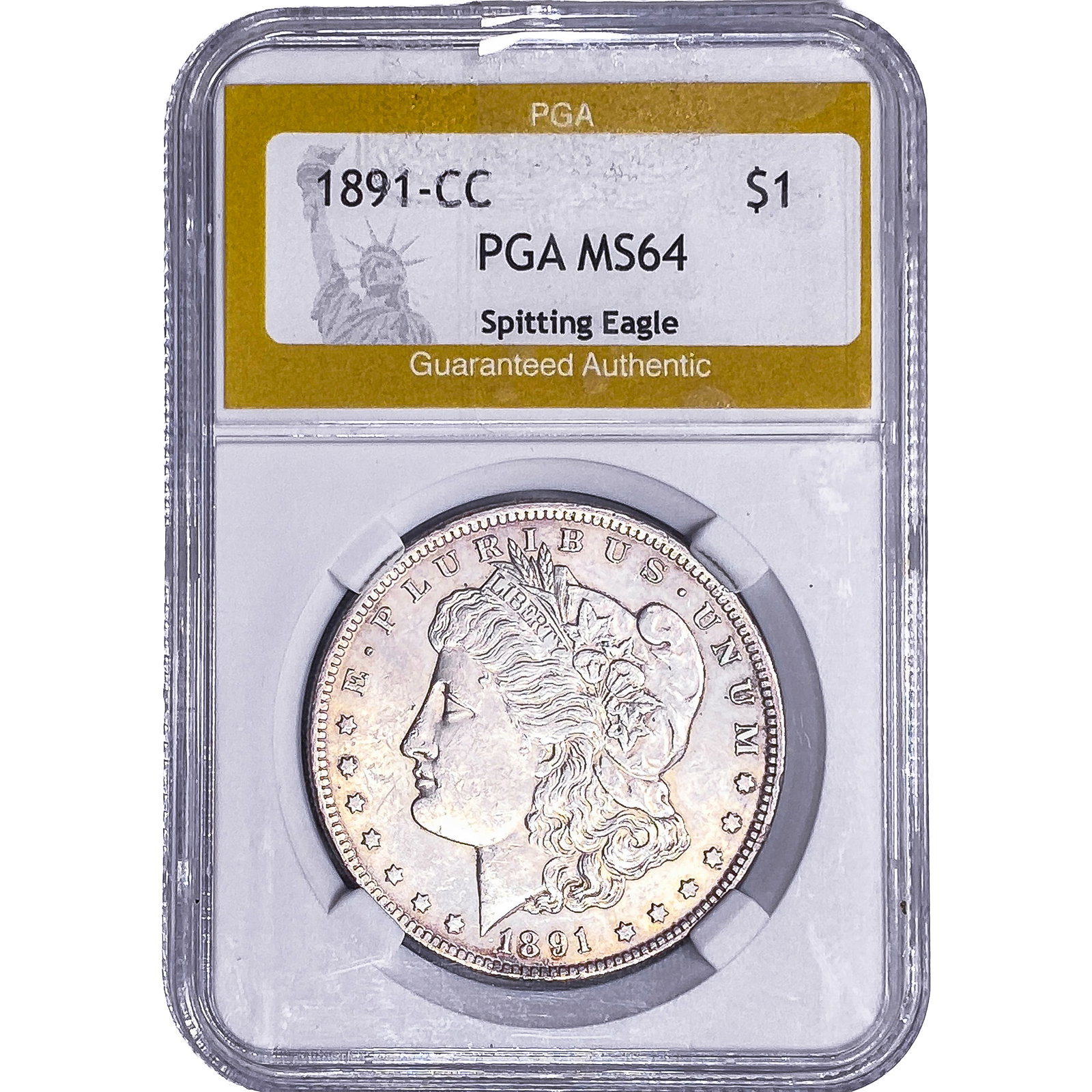 1891-CC Morgan Silver Dollar PGA MS64: 1891-CC Morgan Silver Dollar PGA MS64
