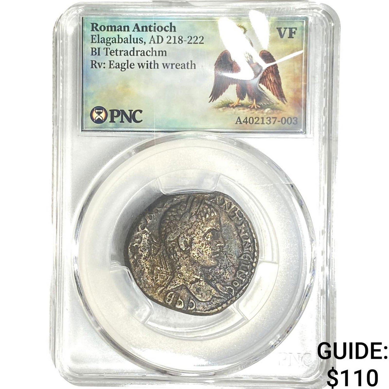 Roman Antioch Elagabalus 218-222 AD Bi-Tetradrachm PNC VF: Roman Antioch Elagabalus 218-222 AD Bi-Tetradrachm PNC VF