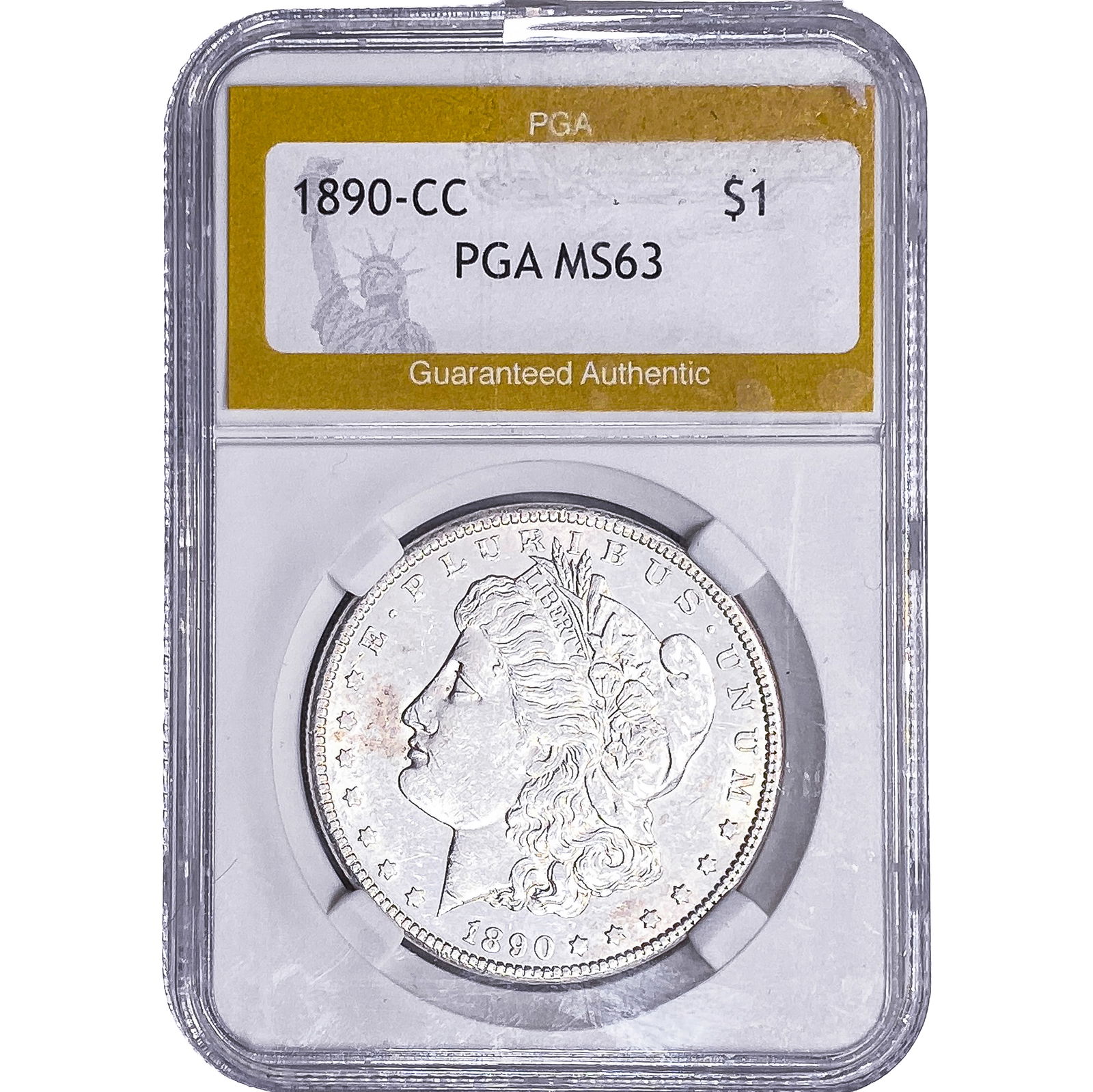 1890-SS Morgan Silver Dollar PGA MS63: 1890-SS Morgan Silver Dollar PGA MS63
