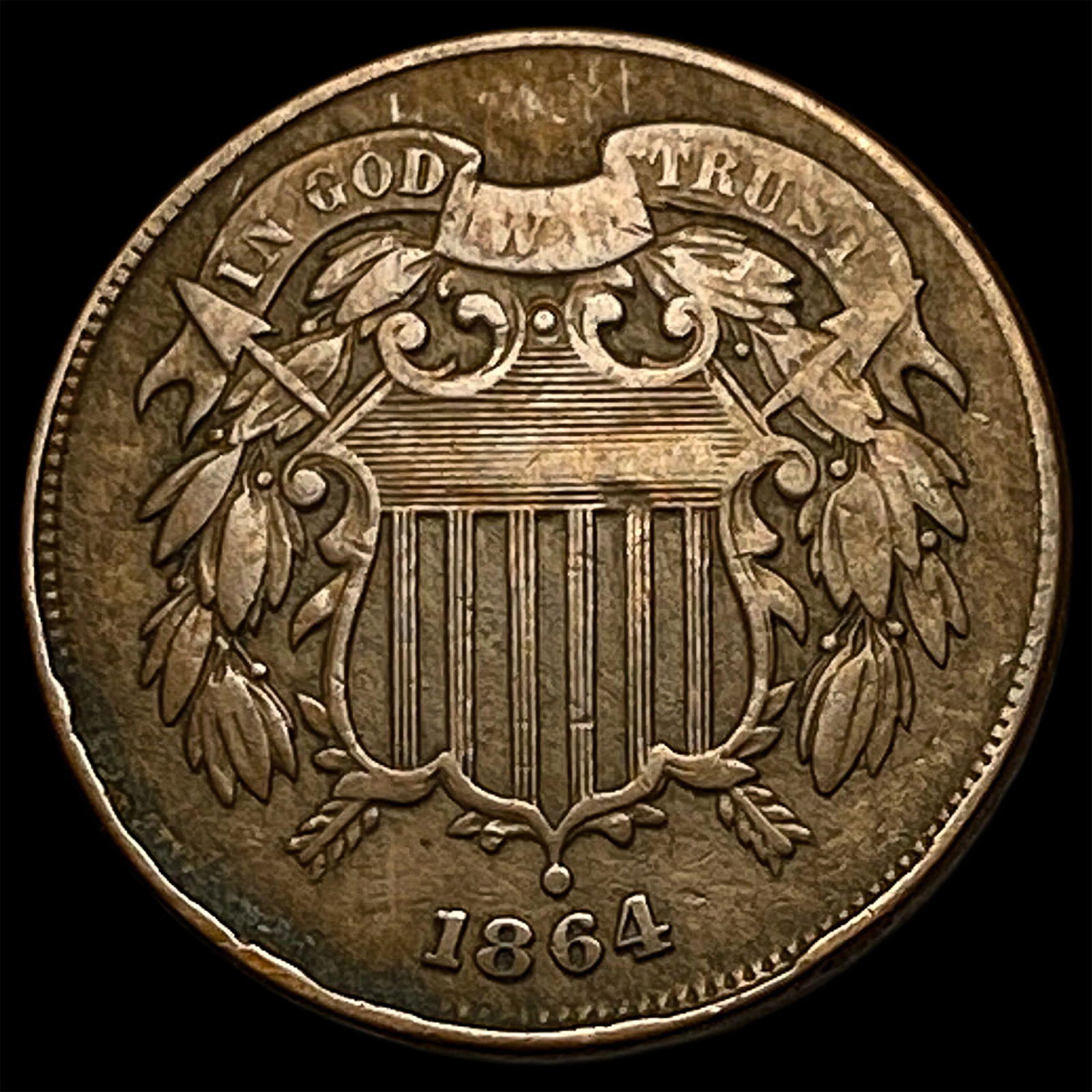 1864 Copper 2 Cents LIGHTLY CIRCULATED: 1864 Copper 2 Cents LIGHTLY CIRCULATED