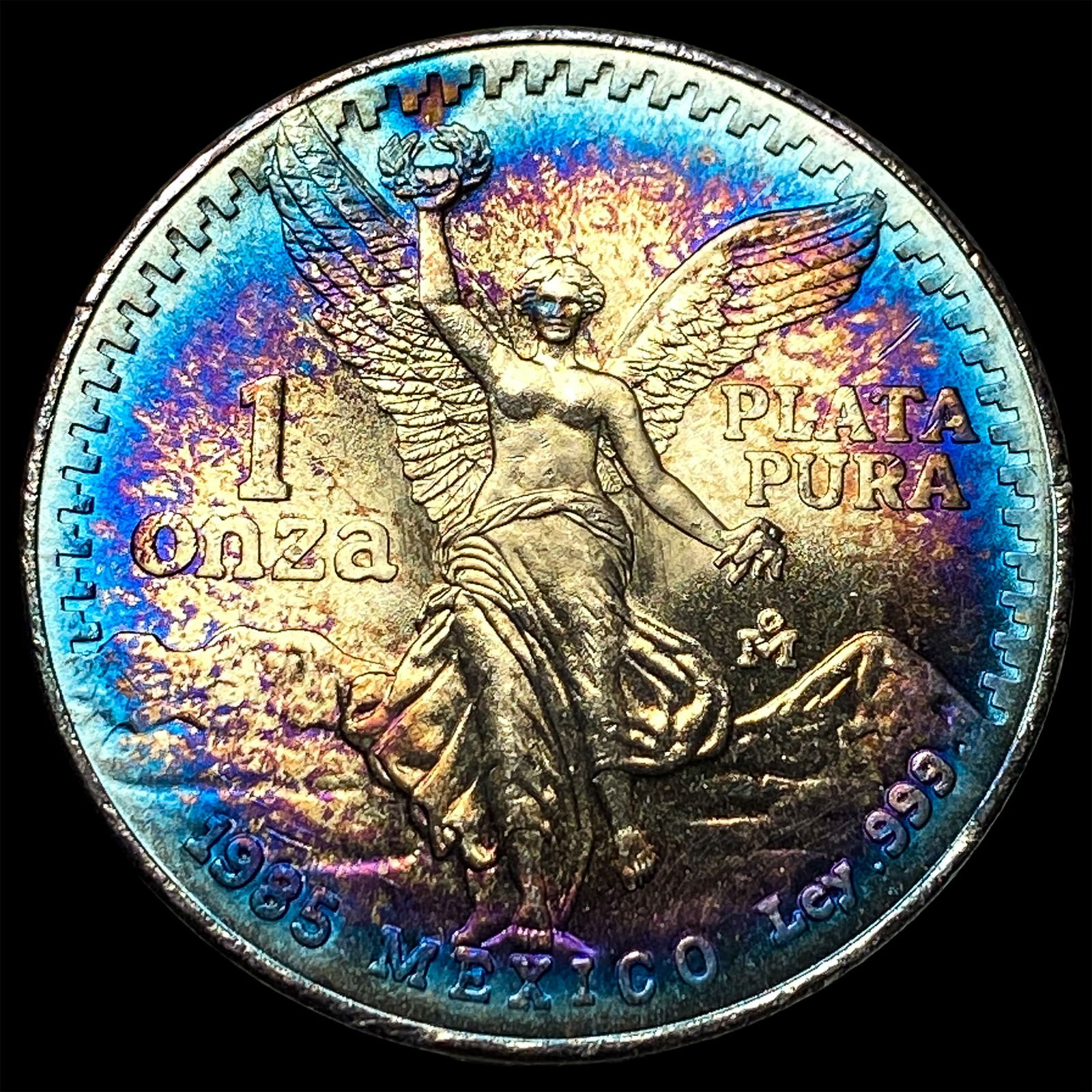 1985 Toned Mexico 1 Onza Silver Libertad SUPERB GEM BU: 1985 Toned Mexico 1 Onza Silver Libertad SUPERB GEM BU