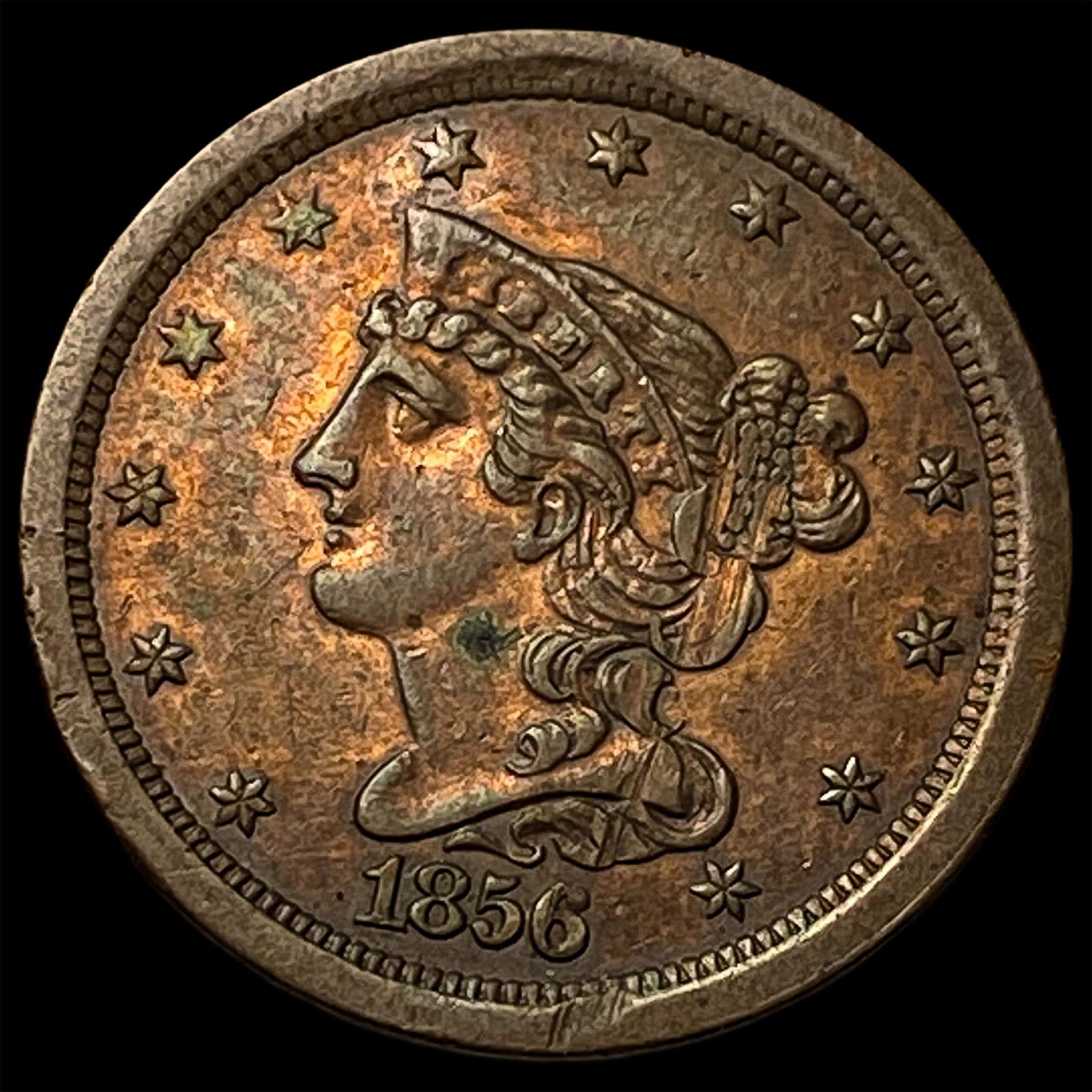 1856 Braided Hair Half Cent CLOSELY UNCIRCULATED: 1856 Braided Hair Half Cent CLOSELY UNCIRCULATED