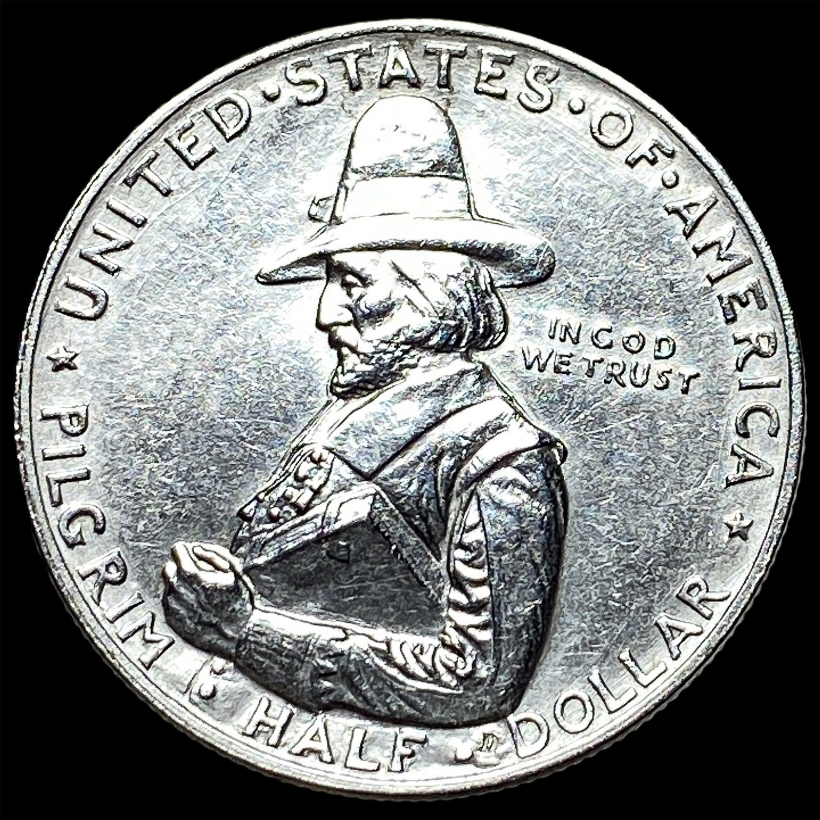 1920 Silver Pilgrim Half Dollar CLOSELY UNCIRCULATED: 1920 Silver Pilgrim Half Dollar CLOSELY UNCIRCULATED