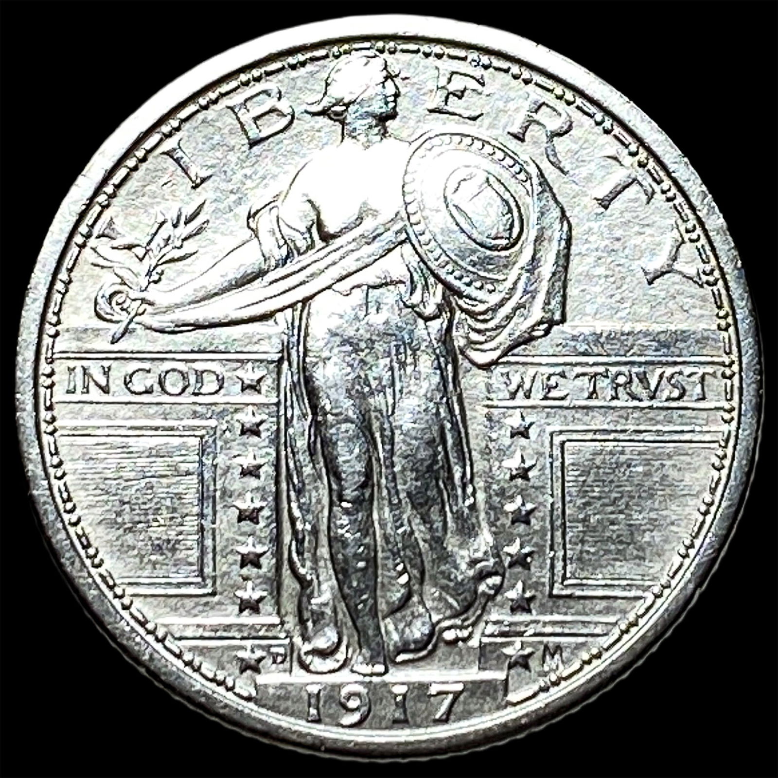 1917-D Type 1 Standing Liberty Quarter CLOSELY UNCIRCULATED: 1917-D Type 1 Standing Liberty Quarter CLOSELY UNCIRCULATED