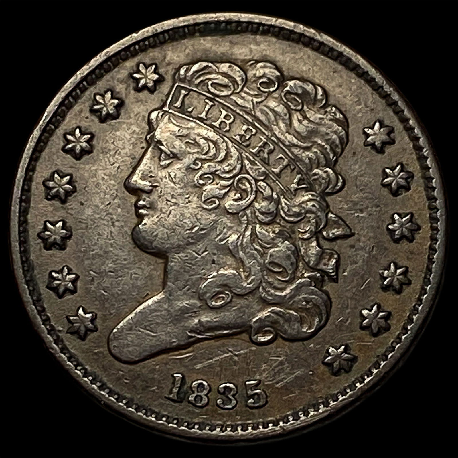 1835 Classic Head Half Cent CLOSELY UNCIRCULATED: 1835 Classic Head Half Cent CLOSELY UNCIRCULATED