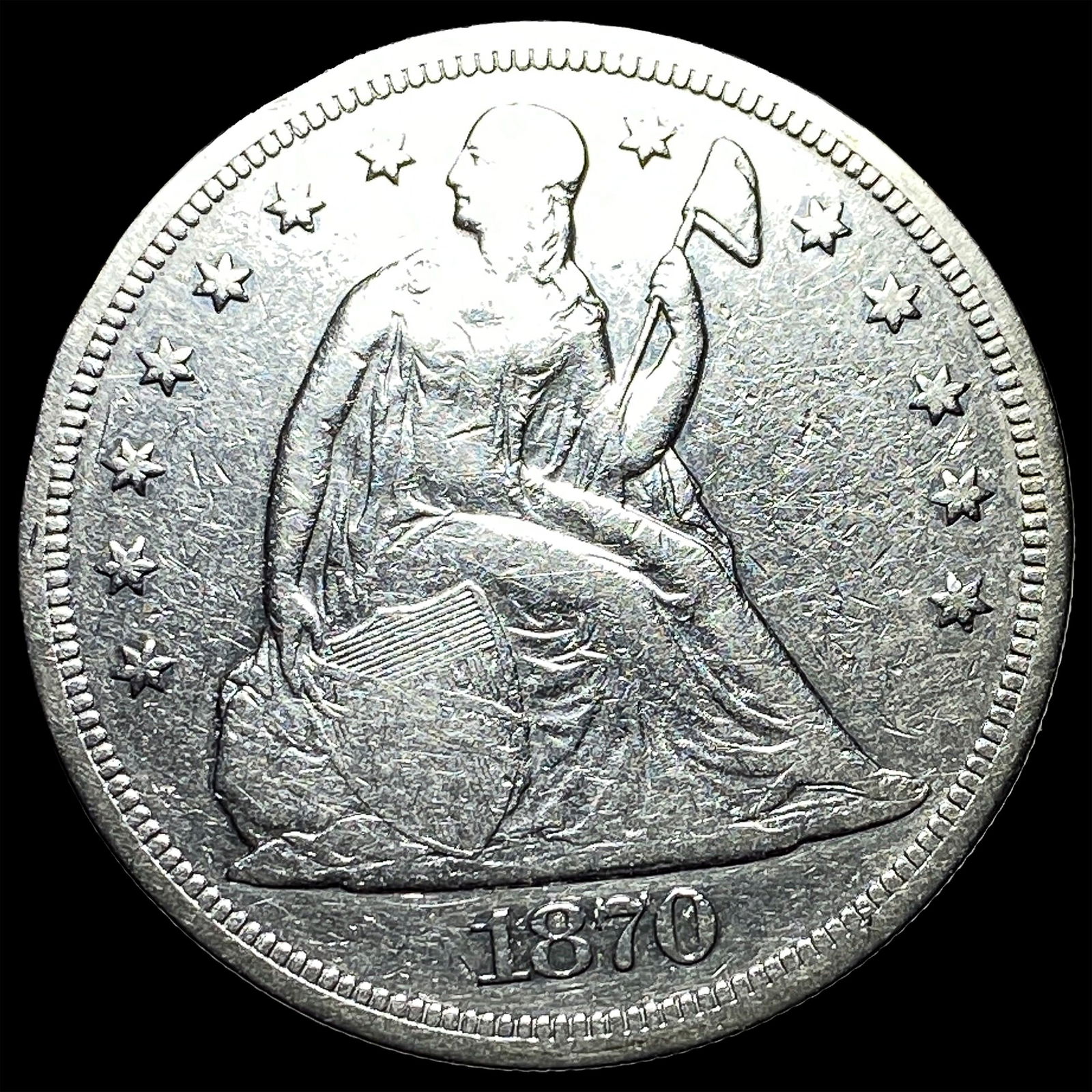1870 Seated Liberty Silver Dollar ABOUT UNCIRCULATED: 1870 Seated Liberty Silver Dollar ABOUT UNCIRCULATED