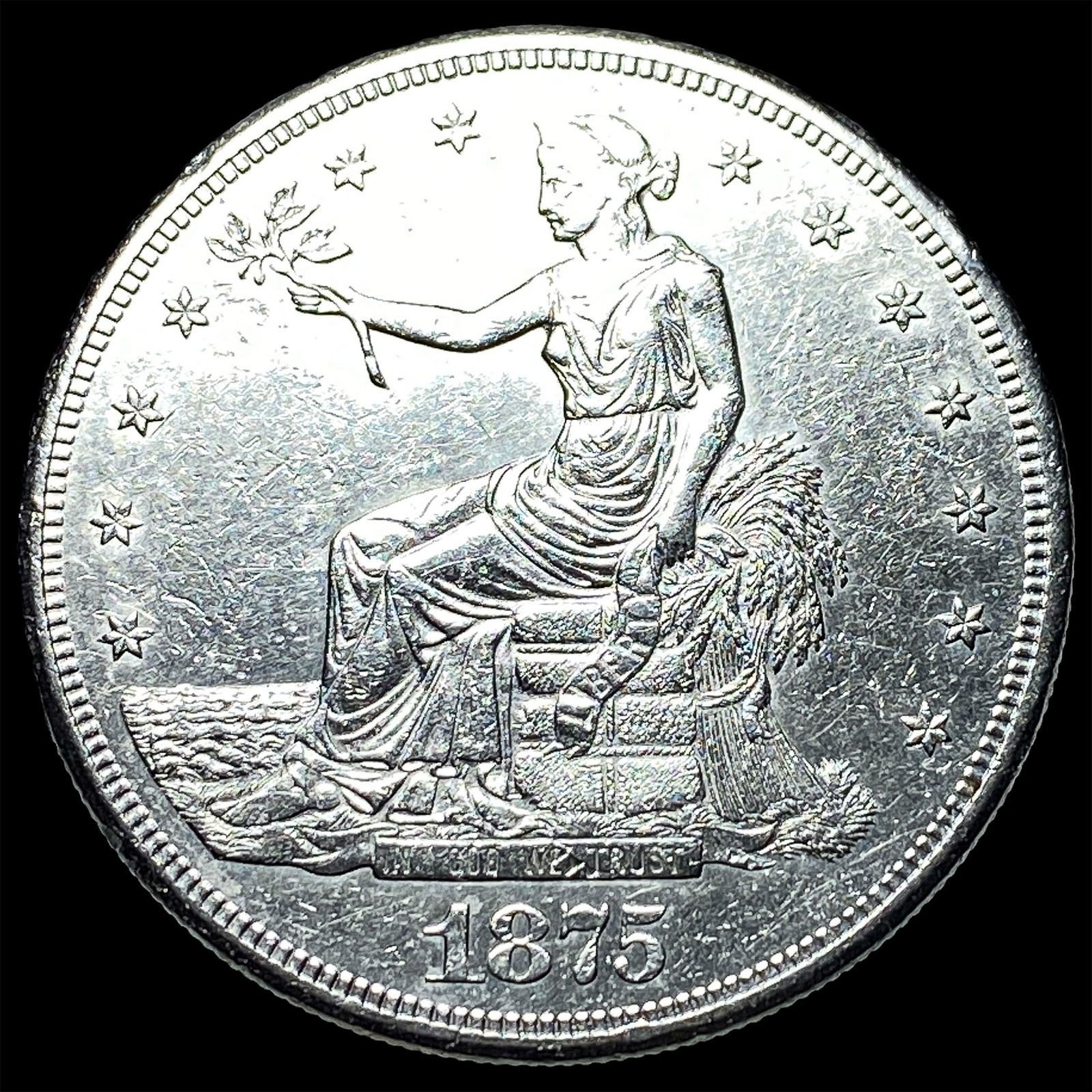 1875-S Silver Trade Dollar CLOSELY UNCIRCULATED: 1875-S Silver Trade Dollar CLOSELY UNCIRCULATED