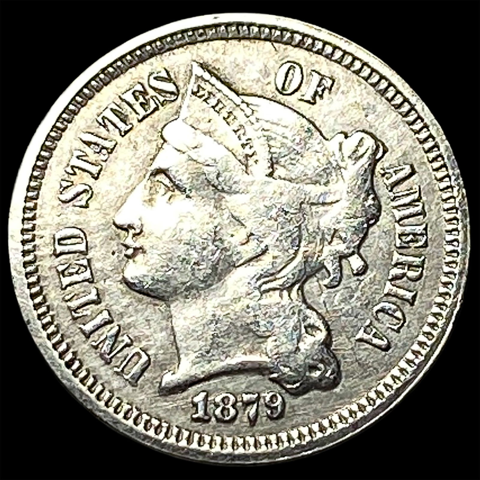 1879 Nickel Three-Cent Piece NEARLY UNCIRCULATED (1 of 2)
